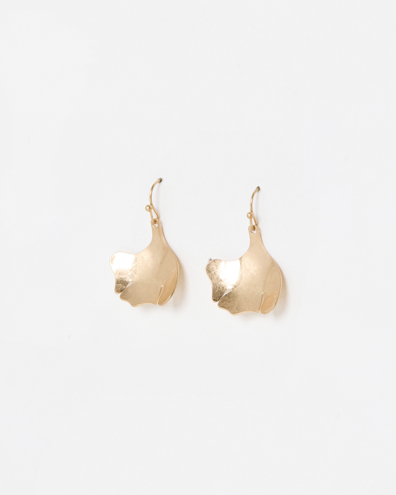 Anisha Gold Tone Organic Leaf Charm Drop Earrings