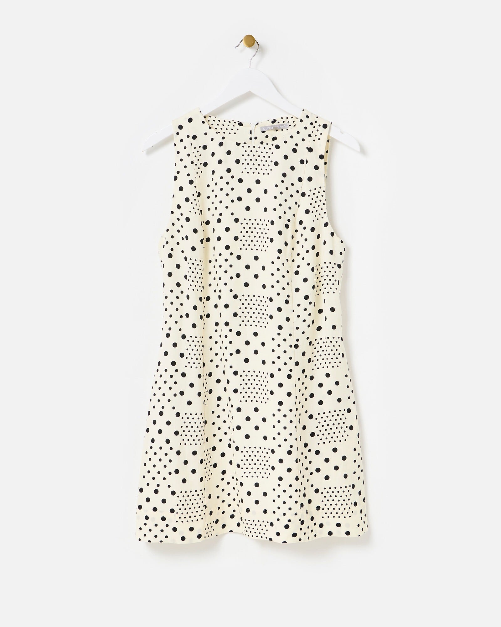 Ecru & Black Spot Print Mini Shift Dress | Oliver Bonas