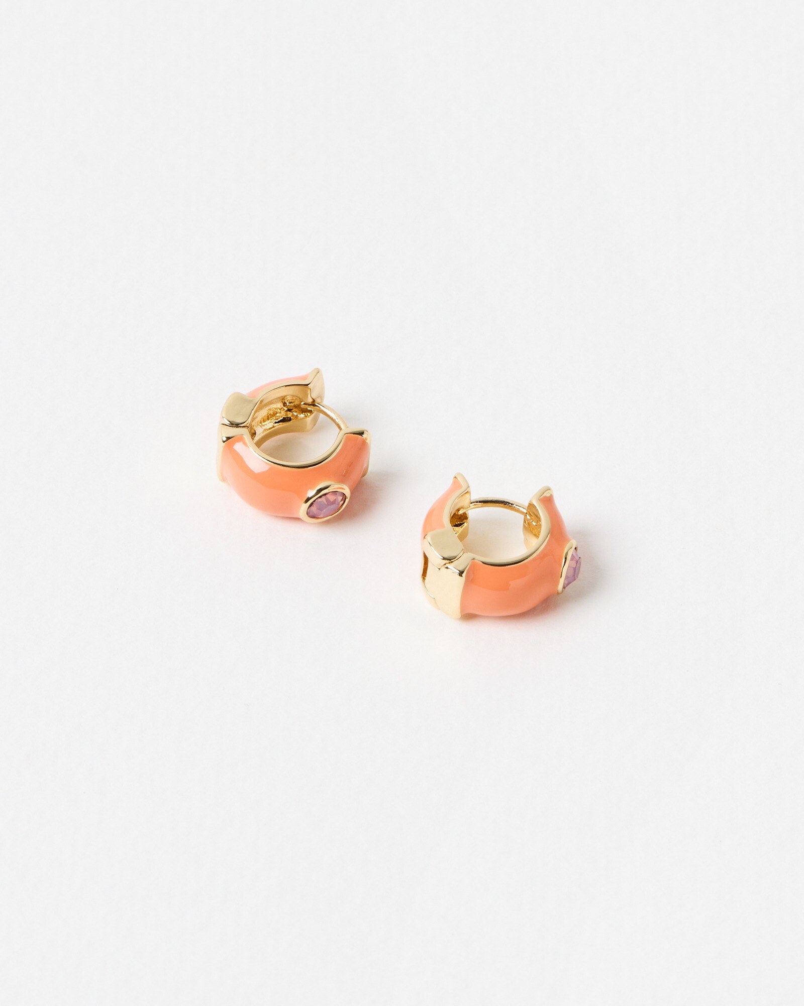 Miel Orange Enamel Chunky Hoop Earrings