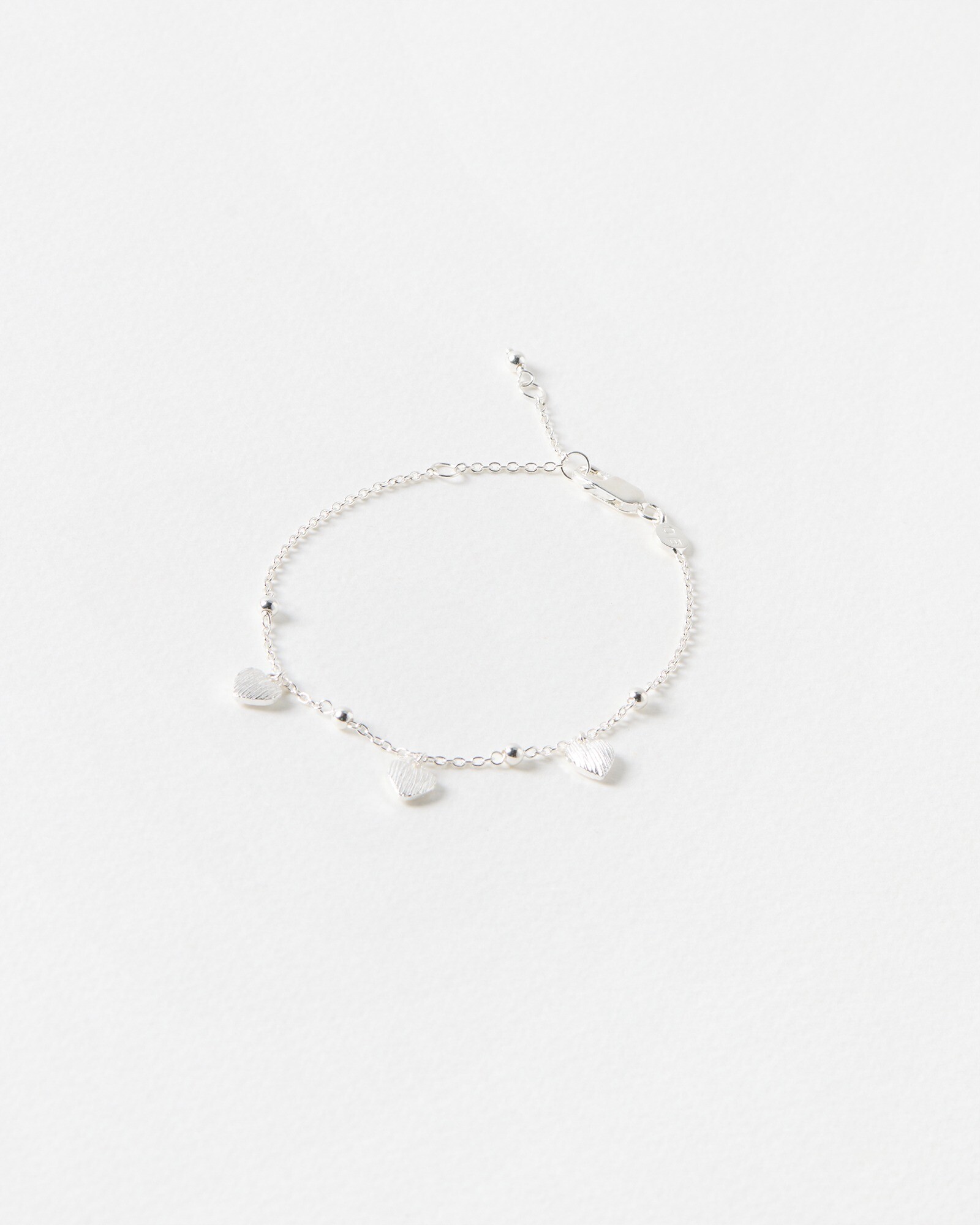 Hestia Silver Plated Heart Charm Bracelet