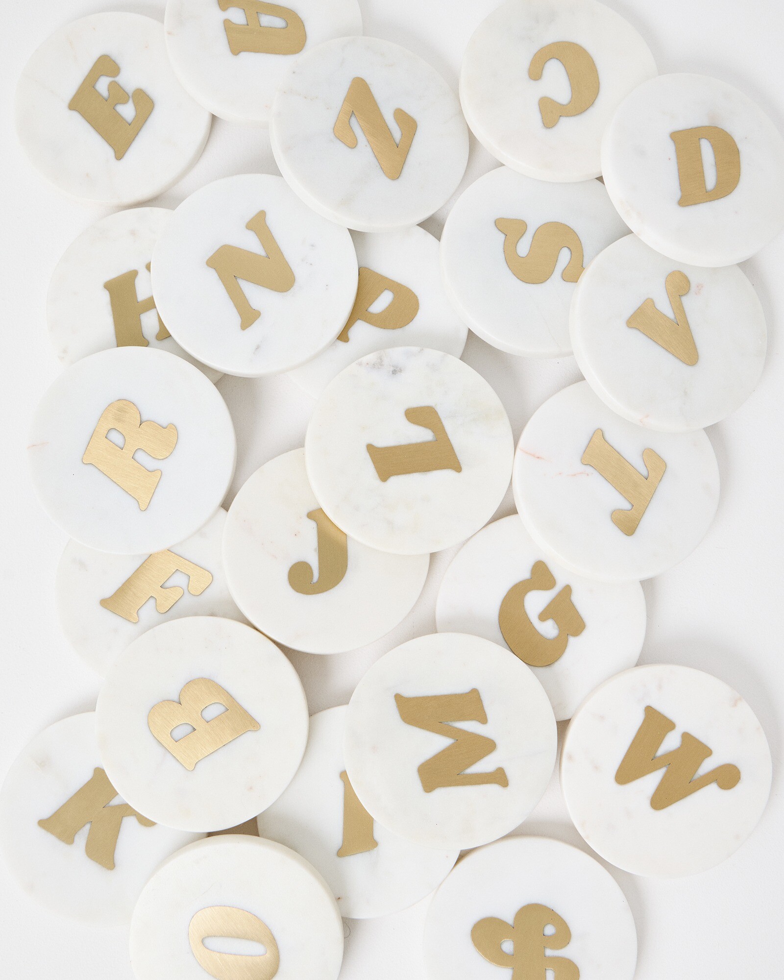 Ola Alphabet Initial Marble Coasters