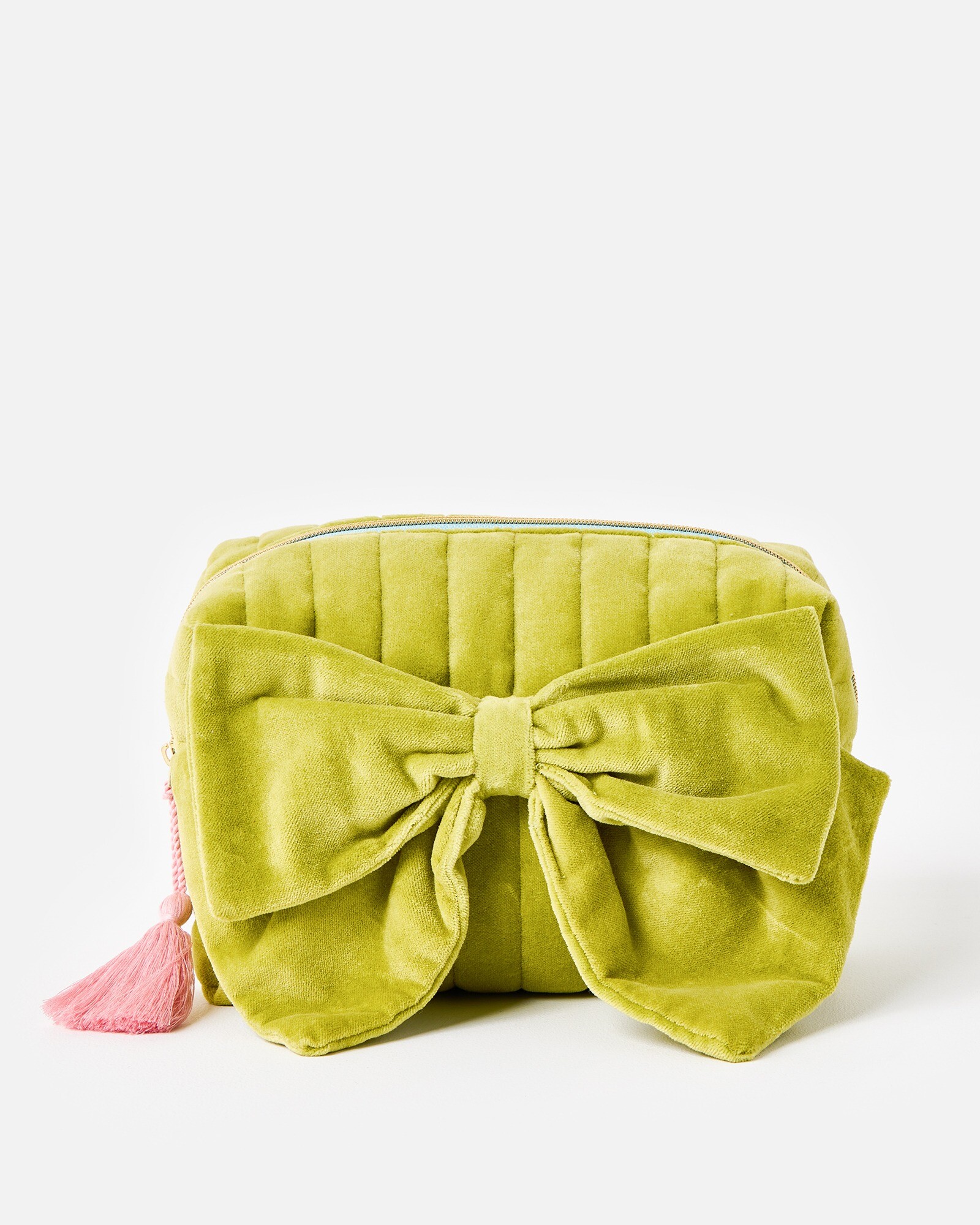 Green Velvet Bow Makeup Bag