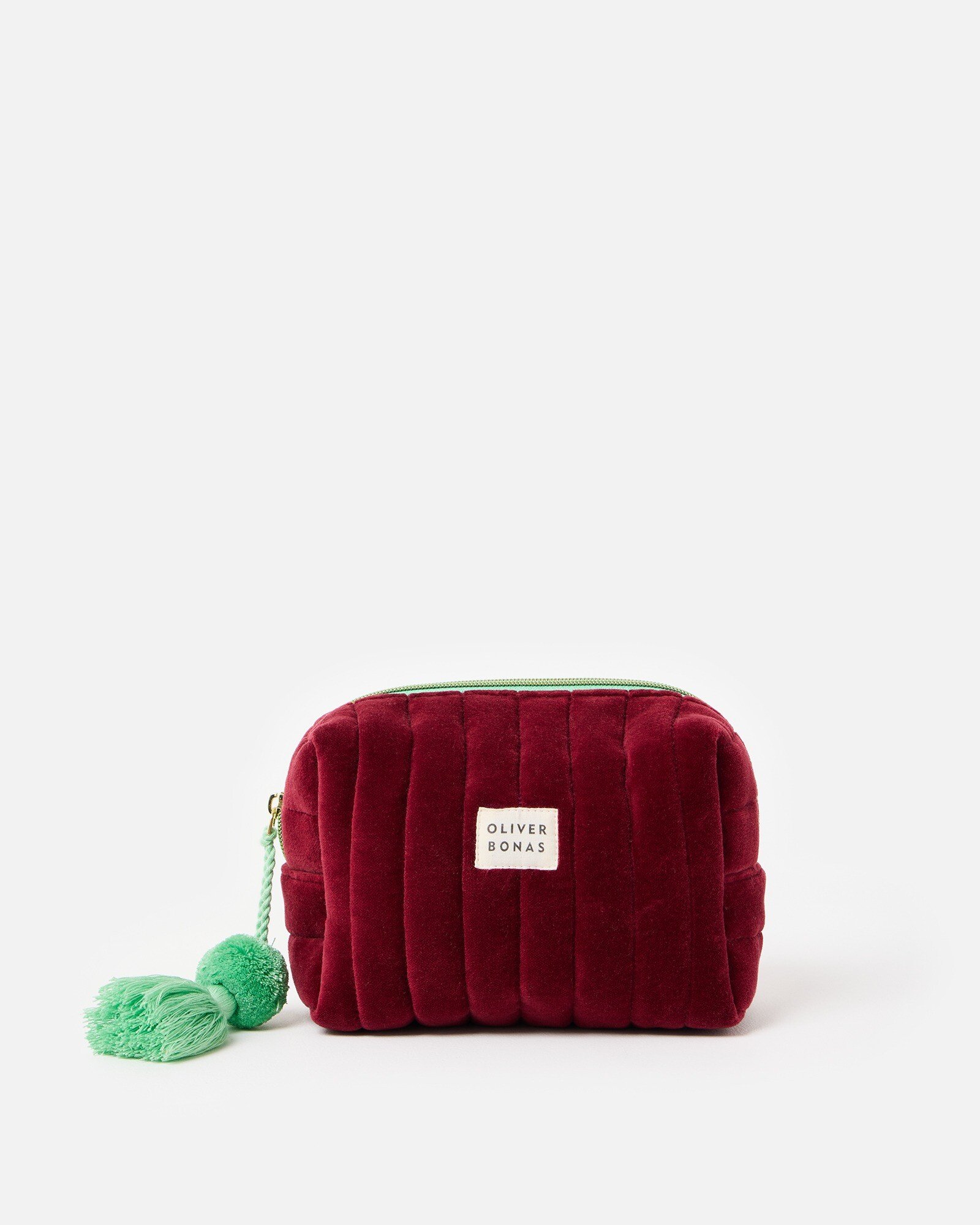 Quilted Burgundy Velvet Wash Bag