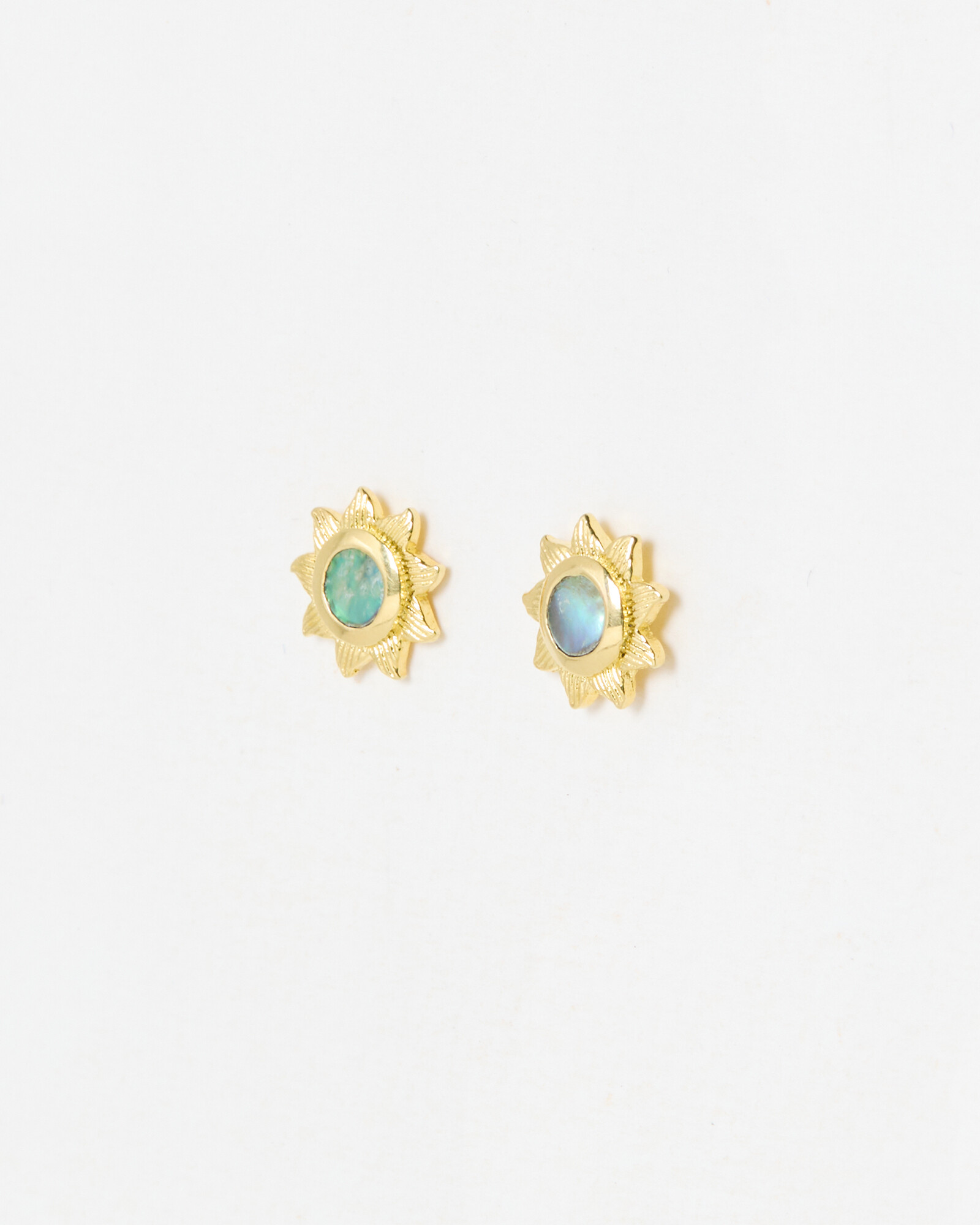 Aine Sun Paua Shell Inlay Gold Plated Stud Earrings