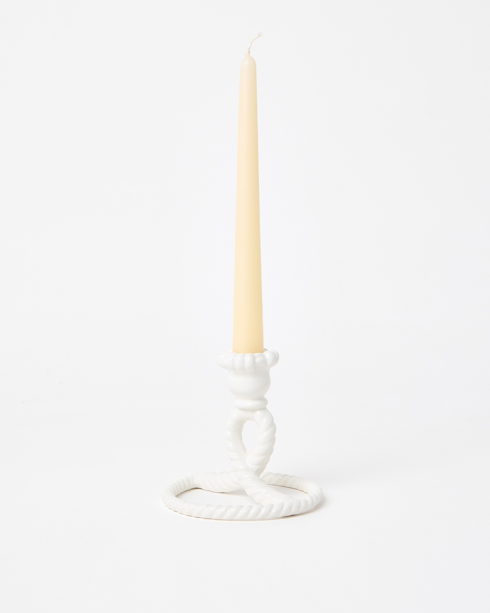 Twisted Loop Cream Ceramic Candle Holder