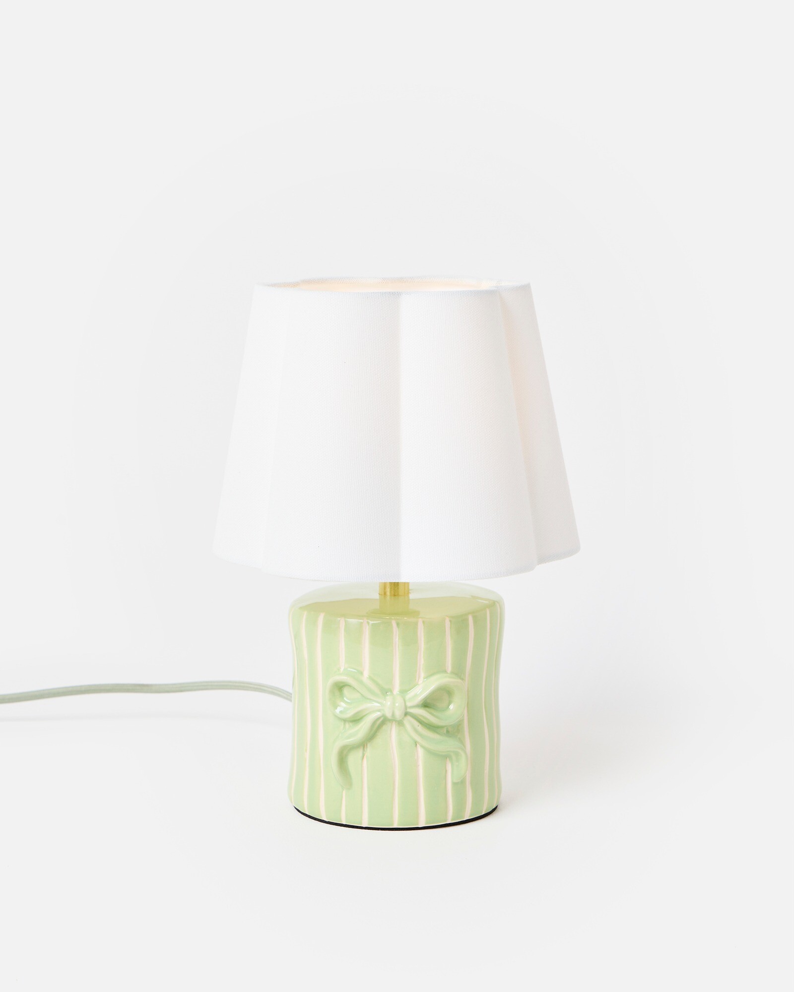 Bow Green Striped Ceramic Table Lamp & Shade