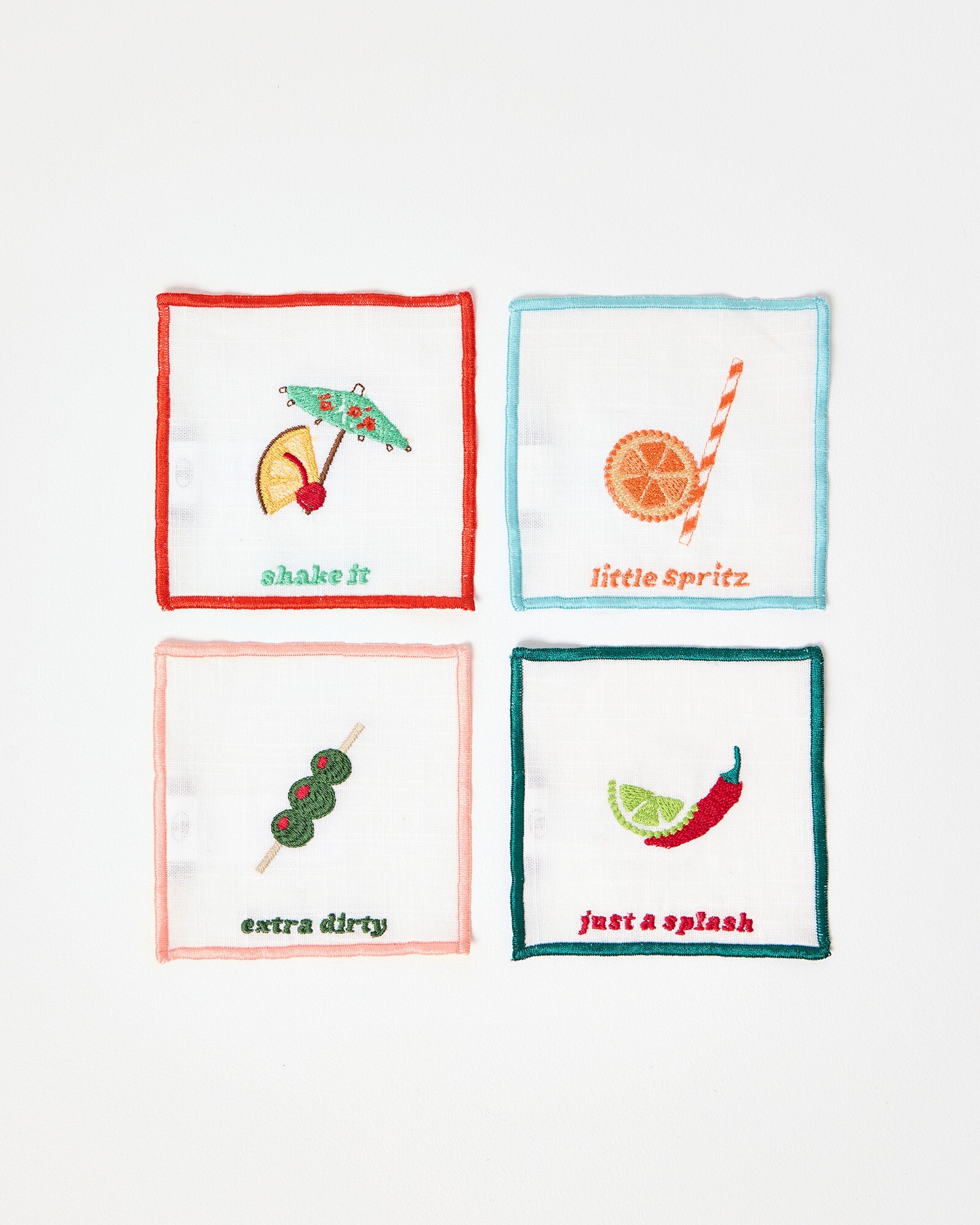 Just a Splash Embroidered Cocktail Napkins Set of Four