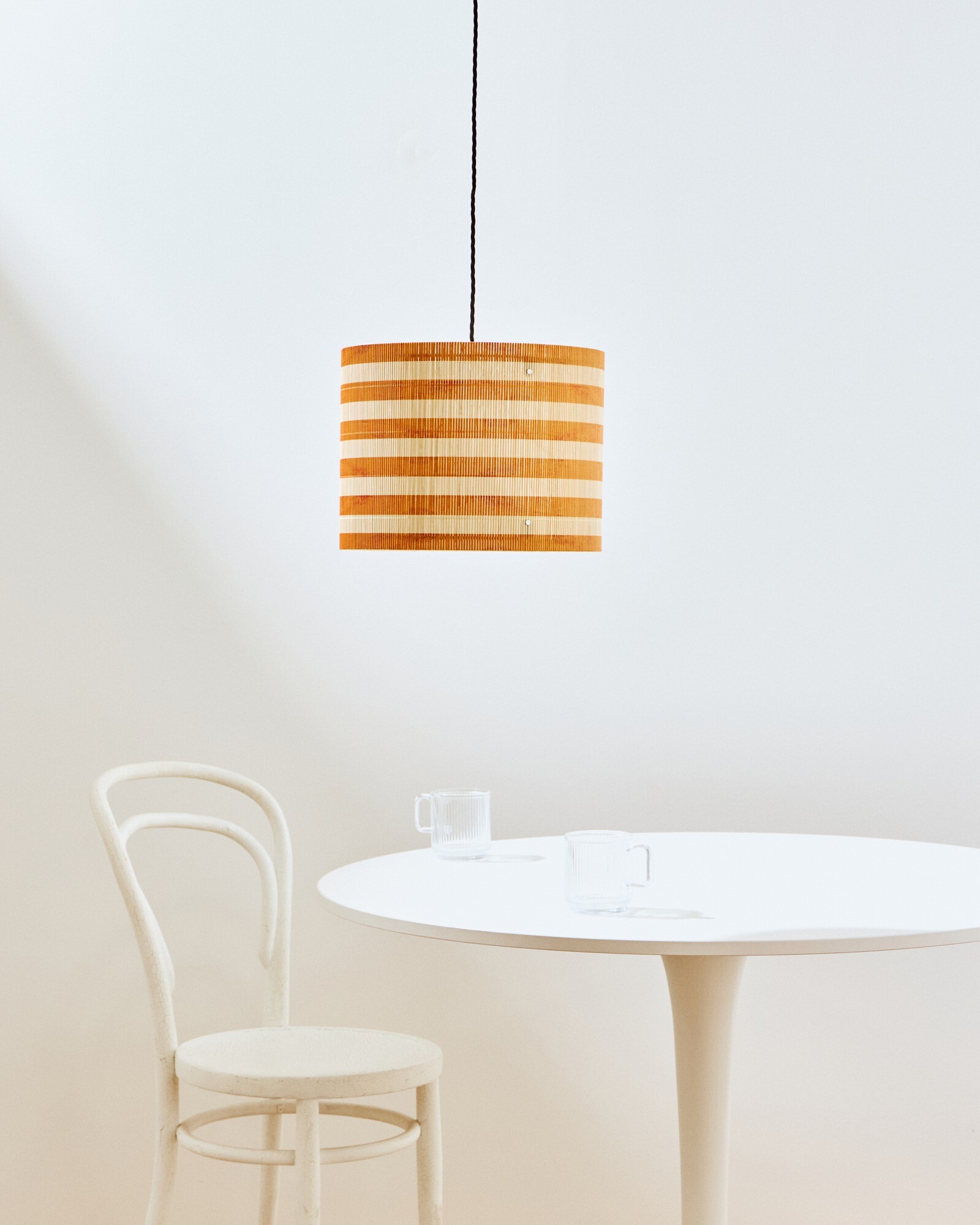 Ena Yellow Stripe Bamboo Pendant Lamp Shade