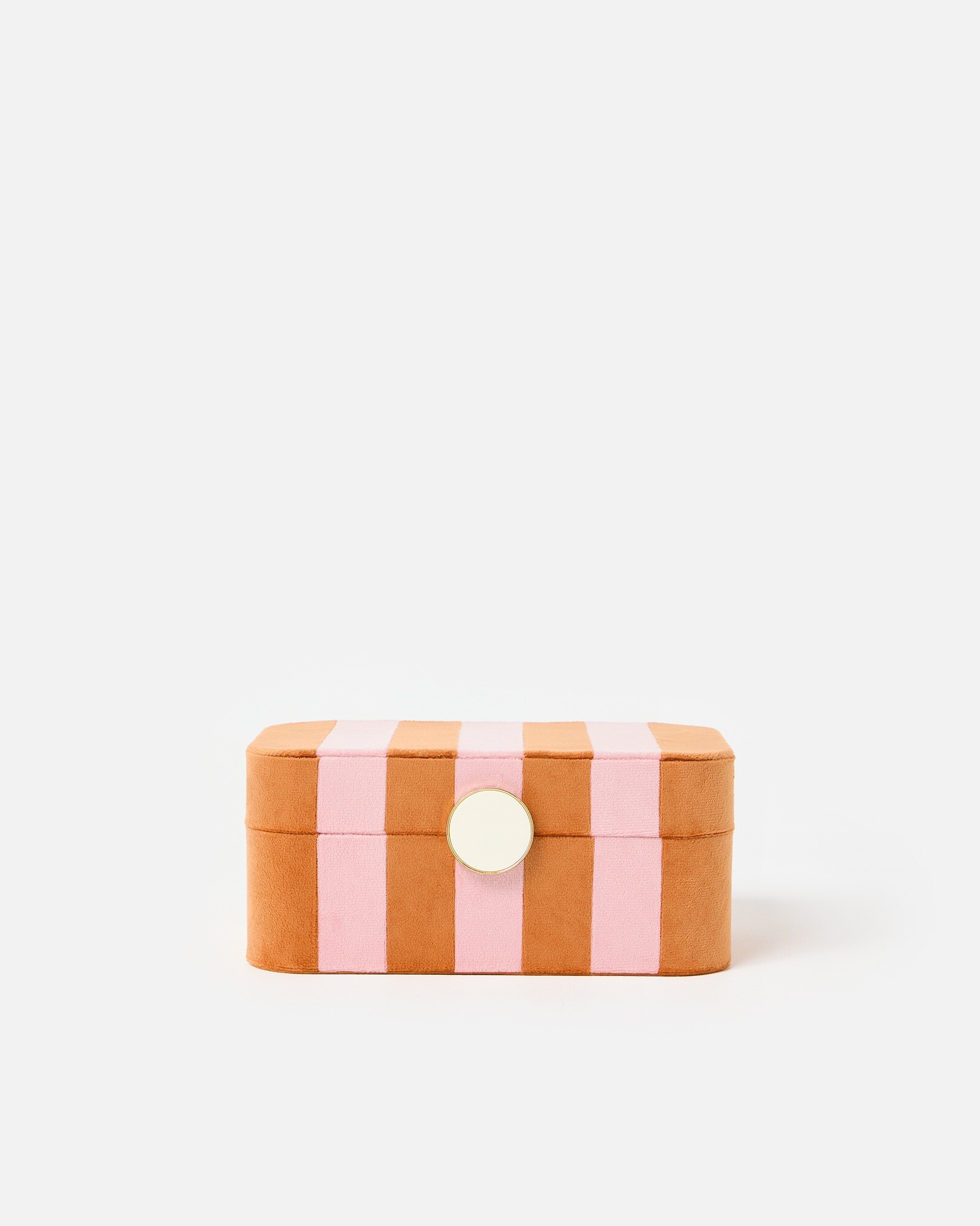 Orange & Pink Stripe Velvet Jewellery Box