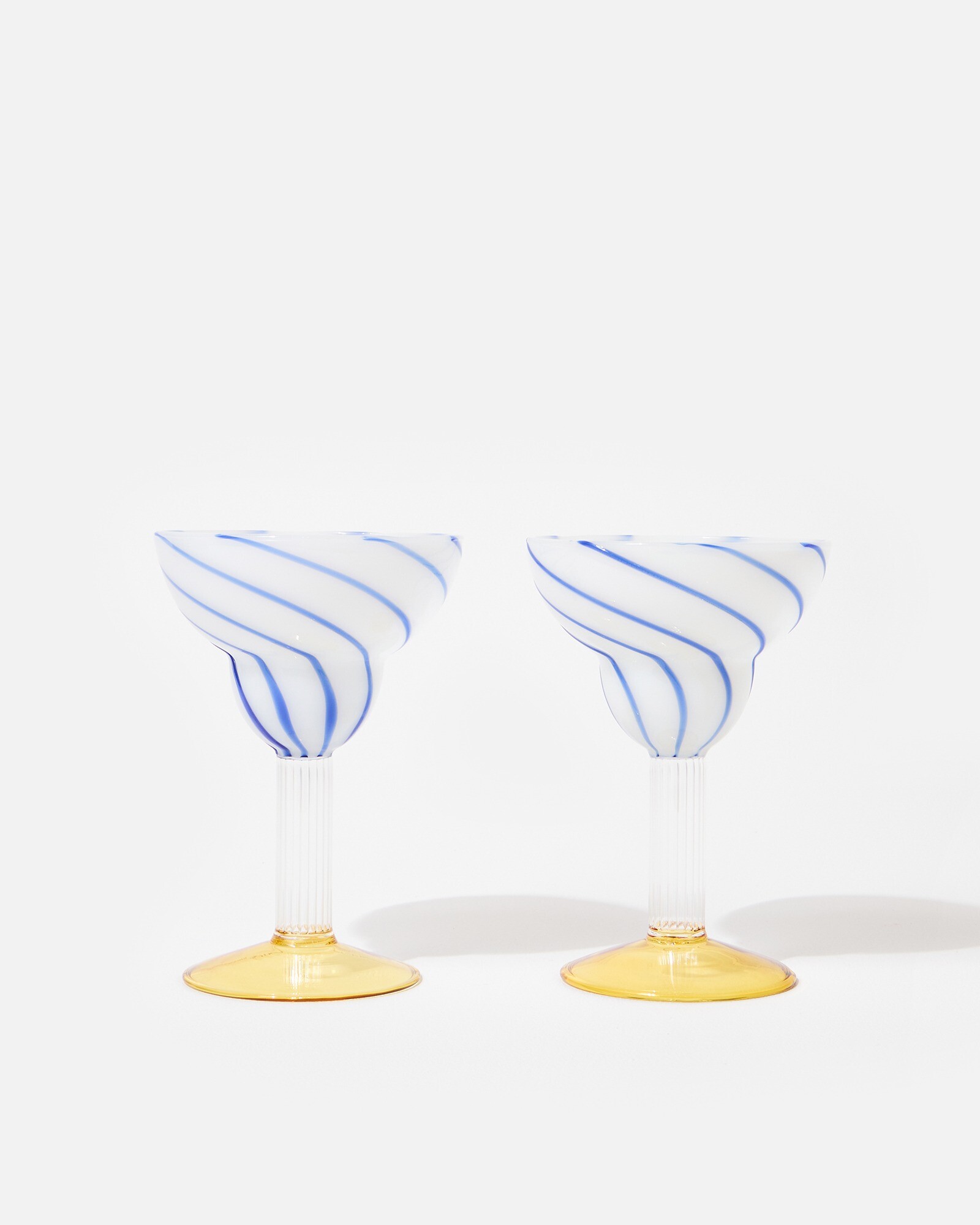 Blue Swirl Margarita Glasses Set of Two