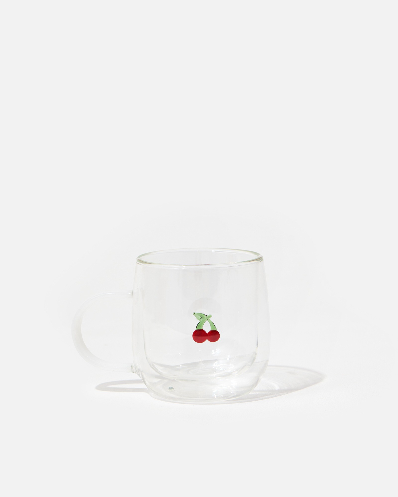 Round Clear Glass Cherry Mug