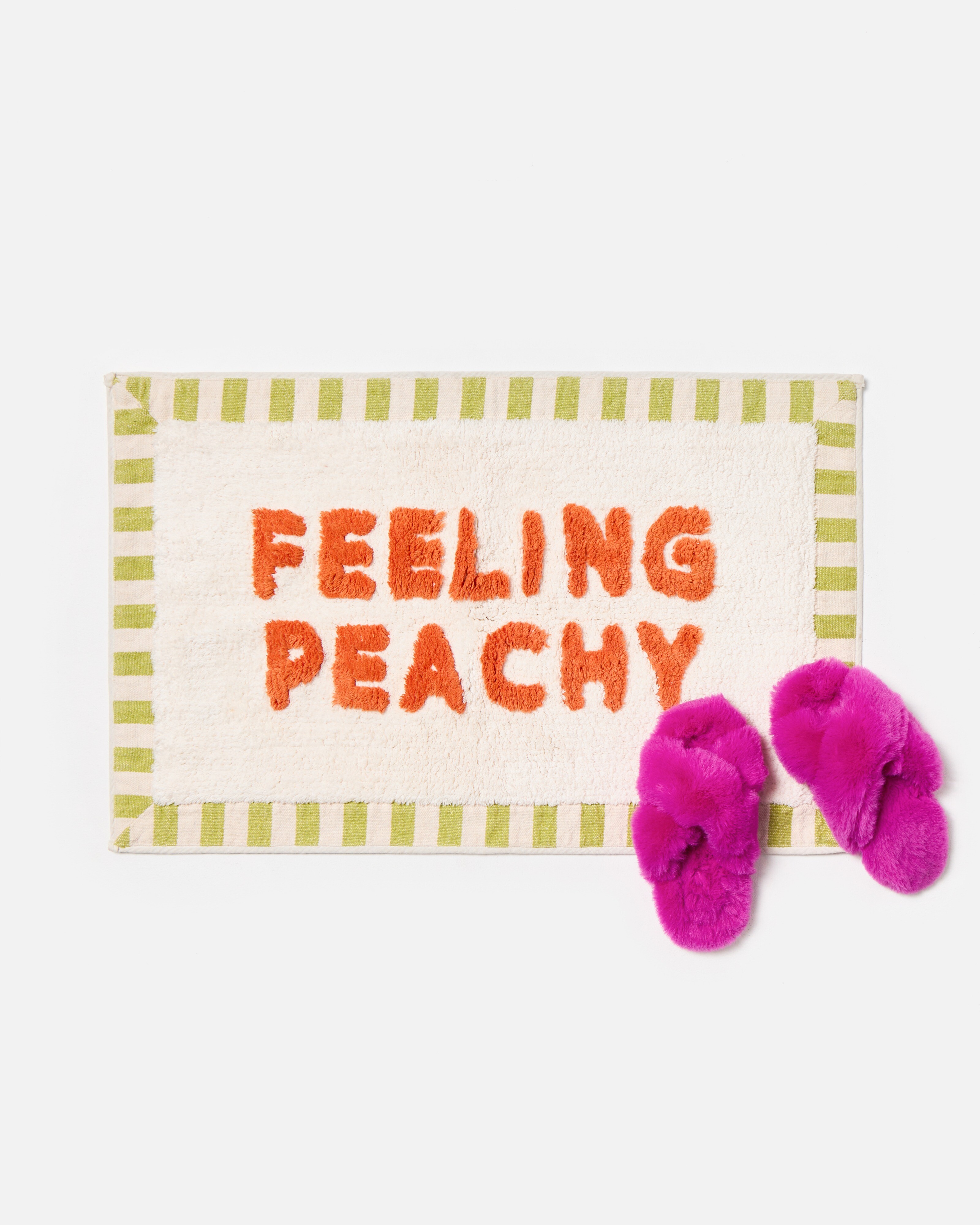 Feeling Peachy Stripe Border Bath Mat