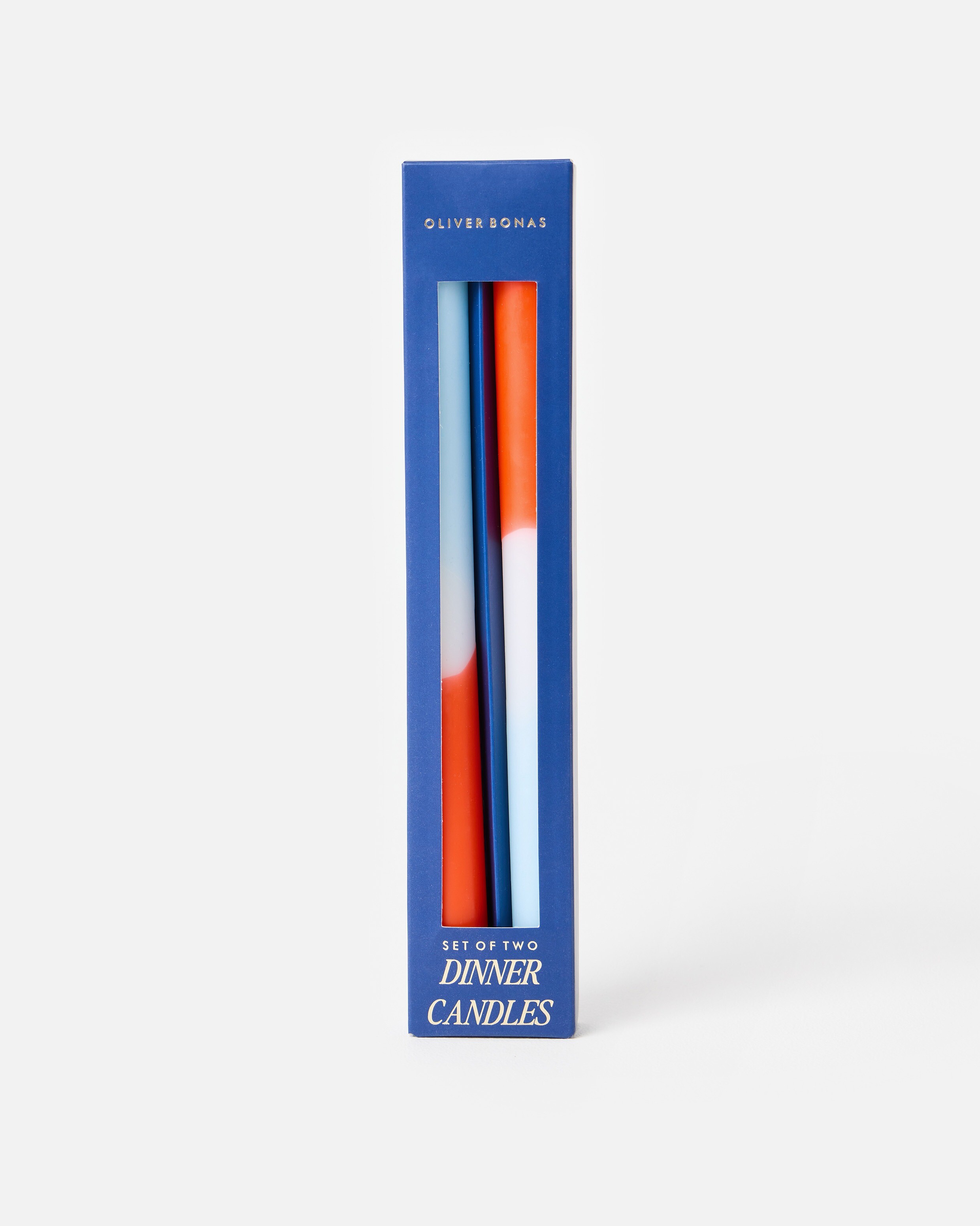 Red & Blue Ombre Dinner Candles Set of Two