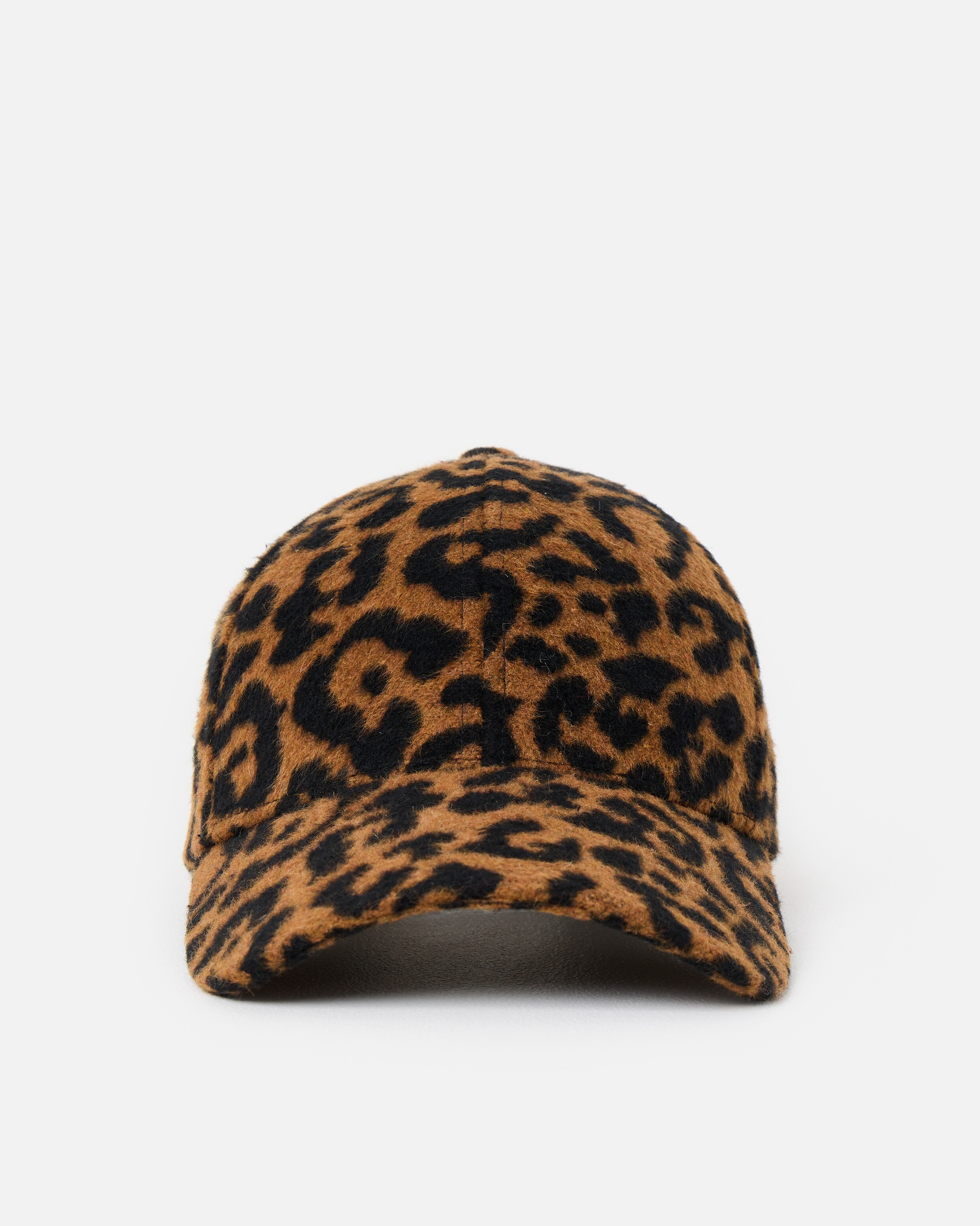Brown Animal Print Fluffy Cap Hat