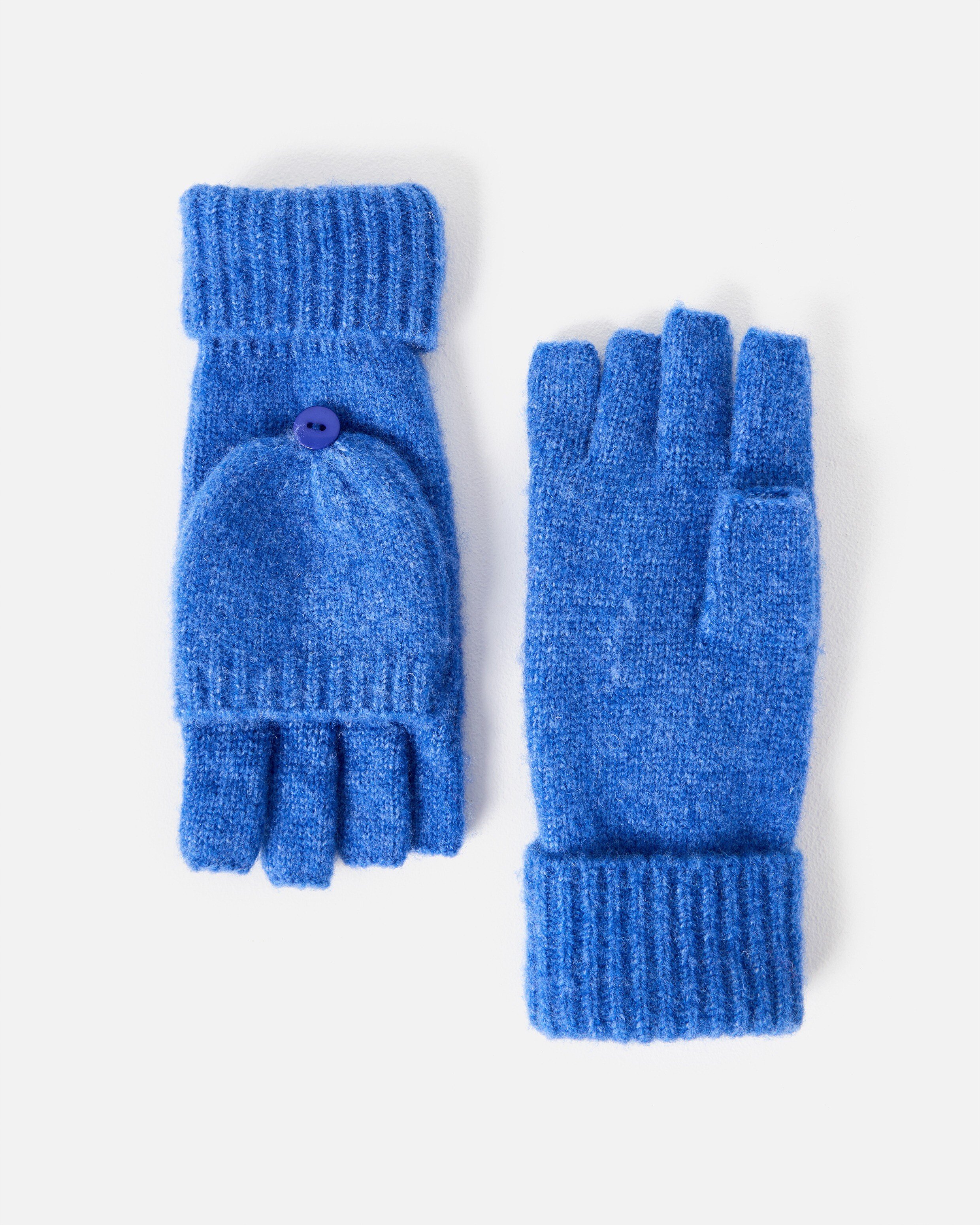Cornflower Blue Knitted Fingerless Mitten Gloves