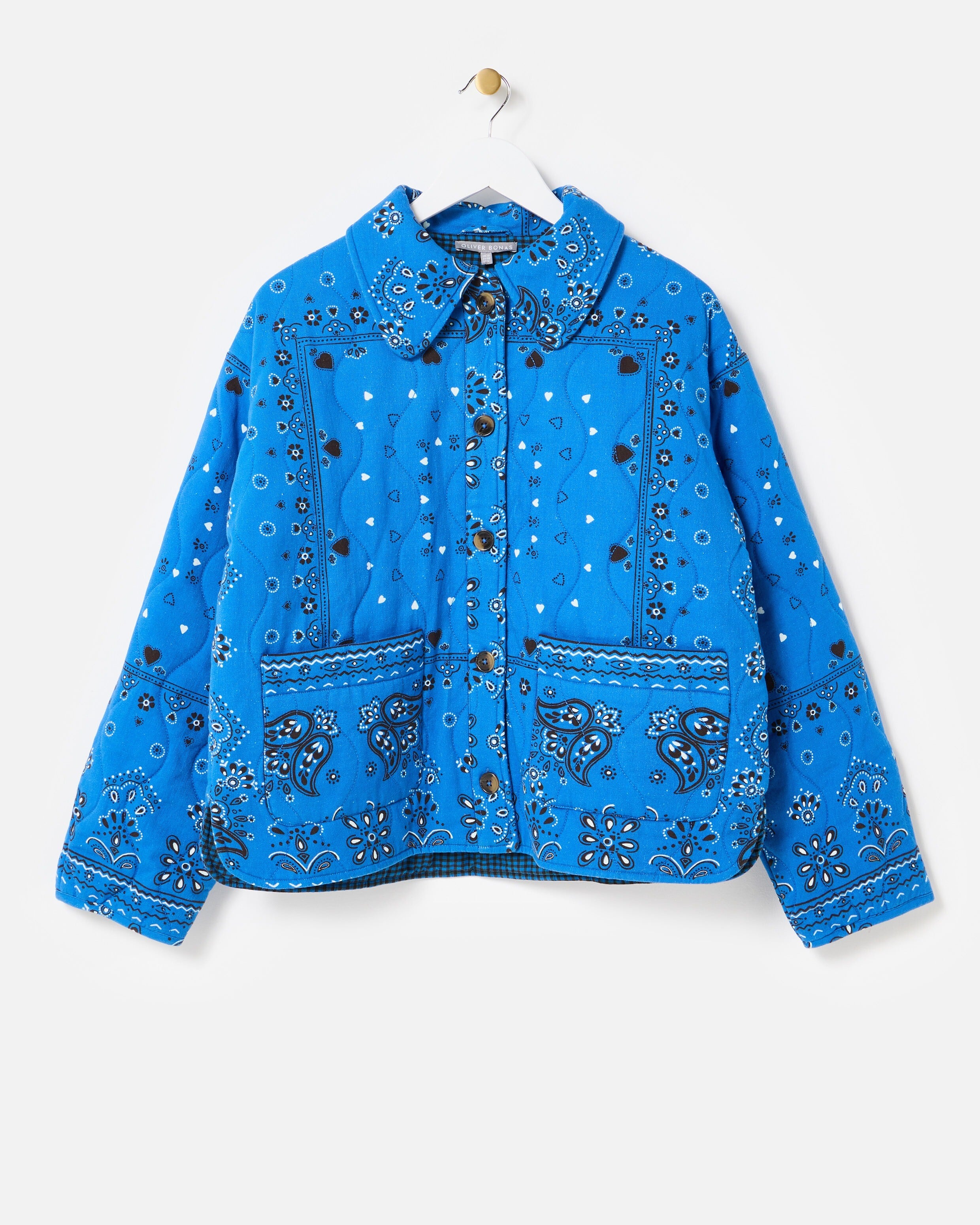 Blue Bandana Print Quilted Jacket | Oliver Bonas