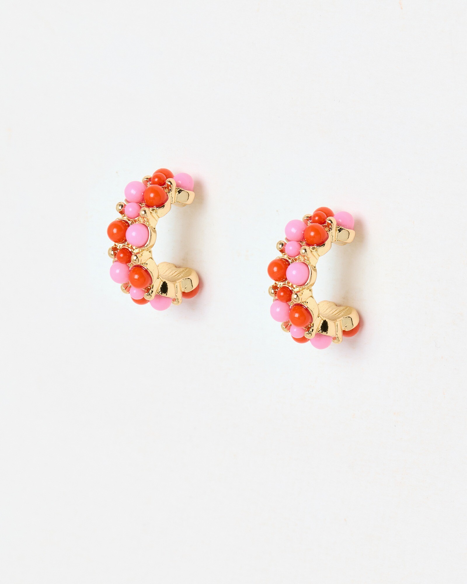 Mayzee Pink Bead Cluster Small Hoop Earrings
