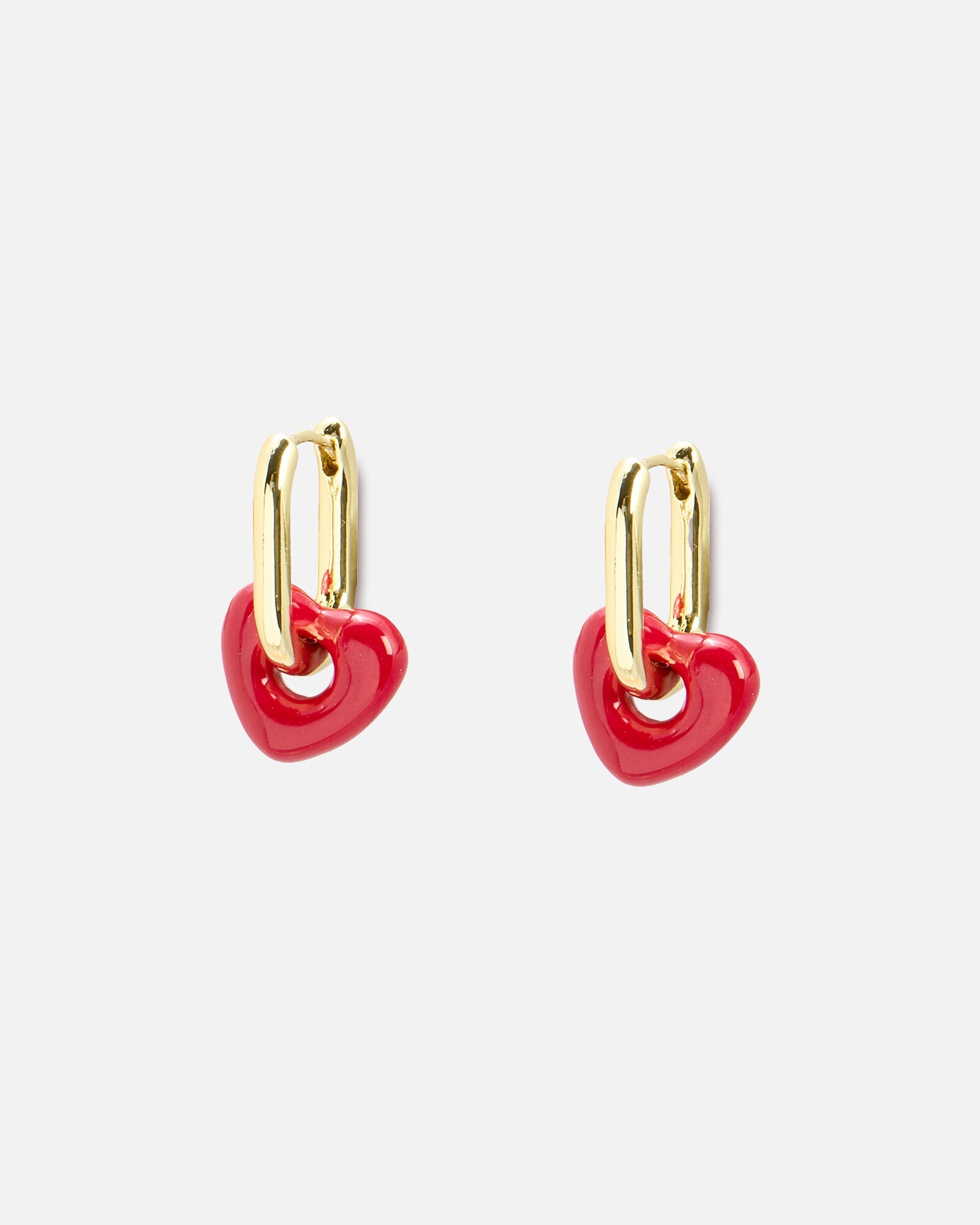 Amerie Red Enamel Heart Charm Hoop Earrings