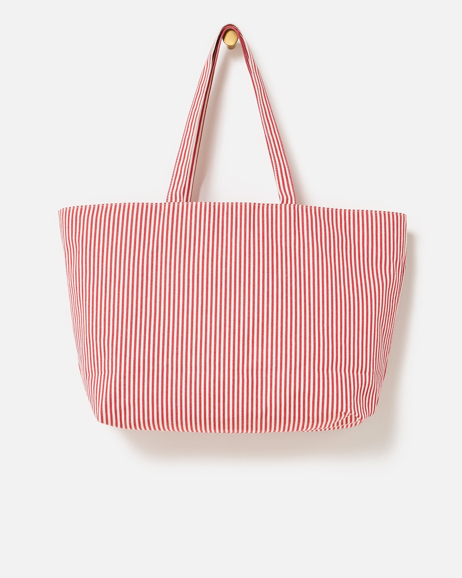 Striped Oversized Tote Bag - Red main image 1