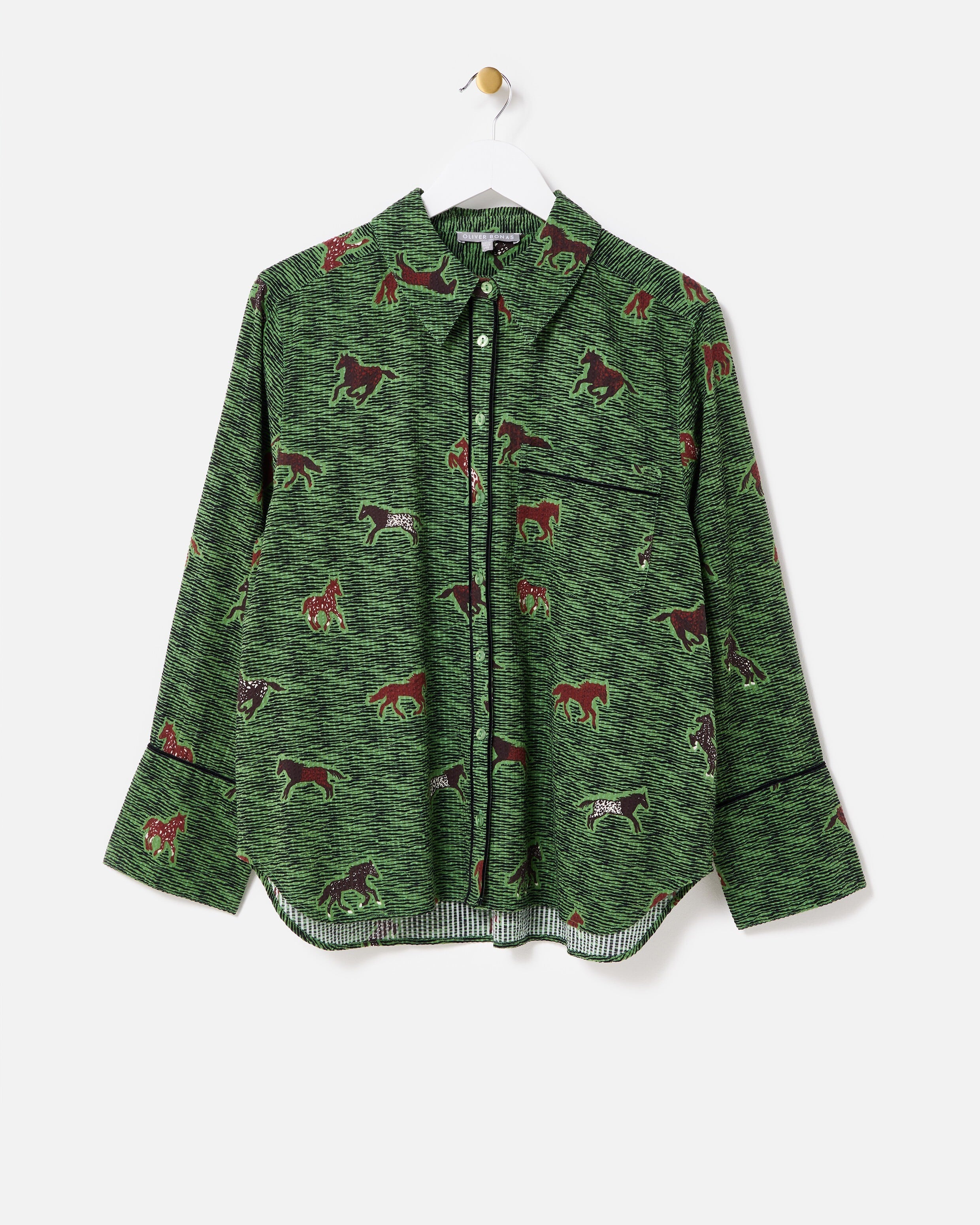 Green & Brown Horse Print Shirt | Oliver Bonas