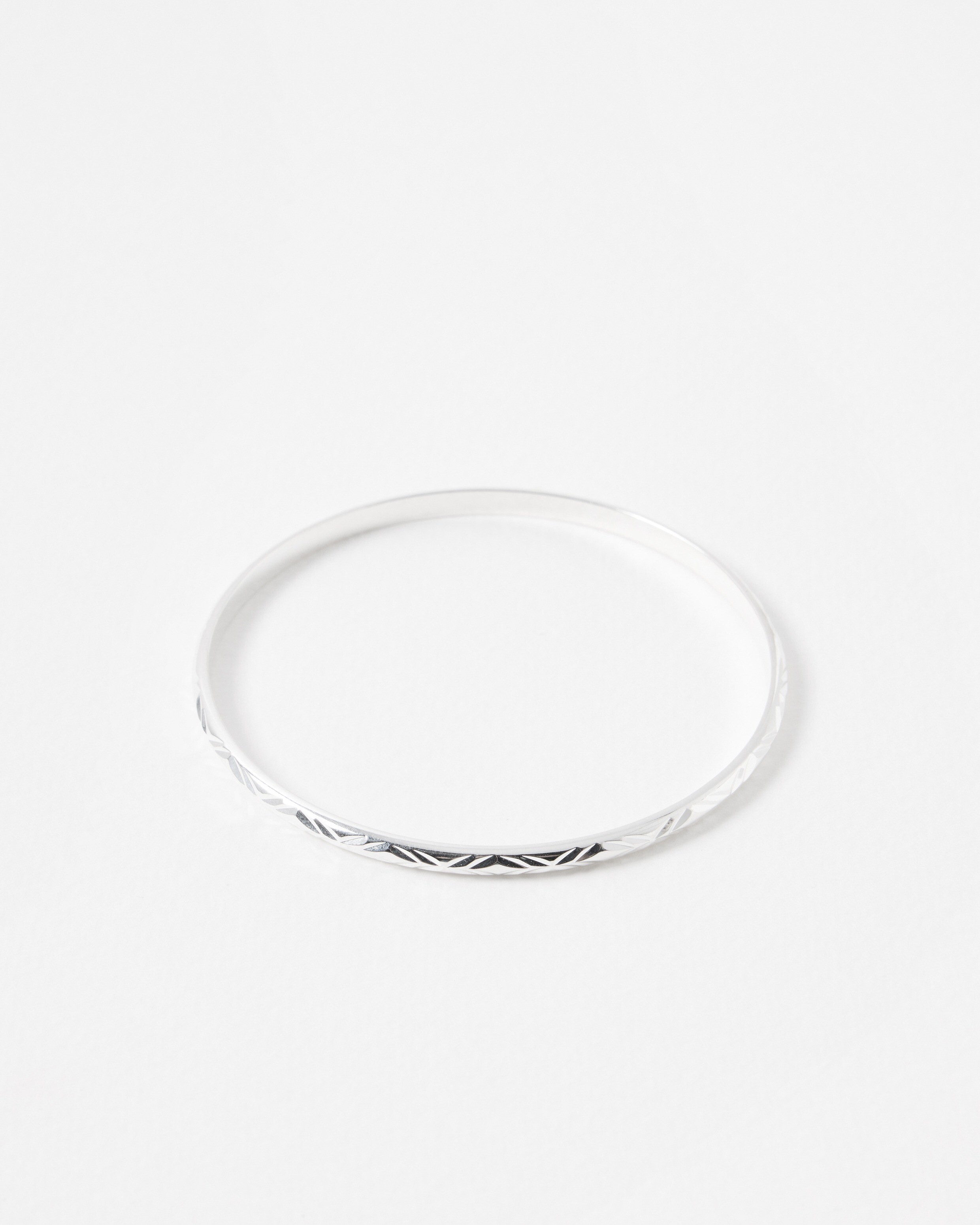 Anita Engraved Textured Silver Plated Bangle | Oliver Bonas