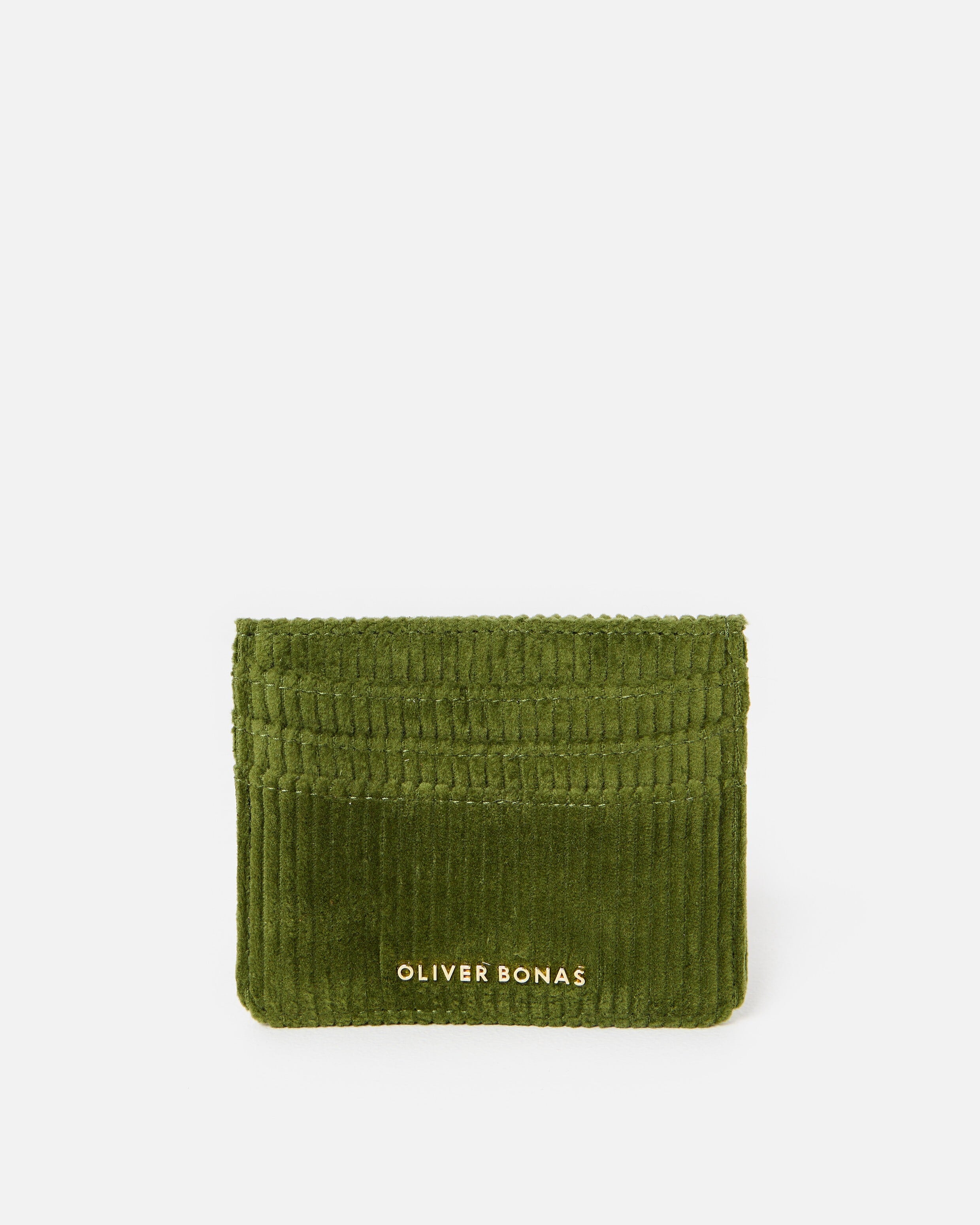 Lola Khaki Green Corduroy Zipped Card Holder | Oliver Bonas