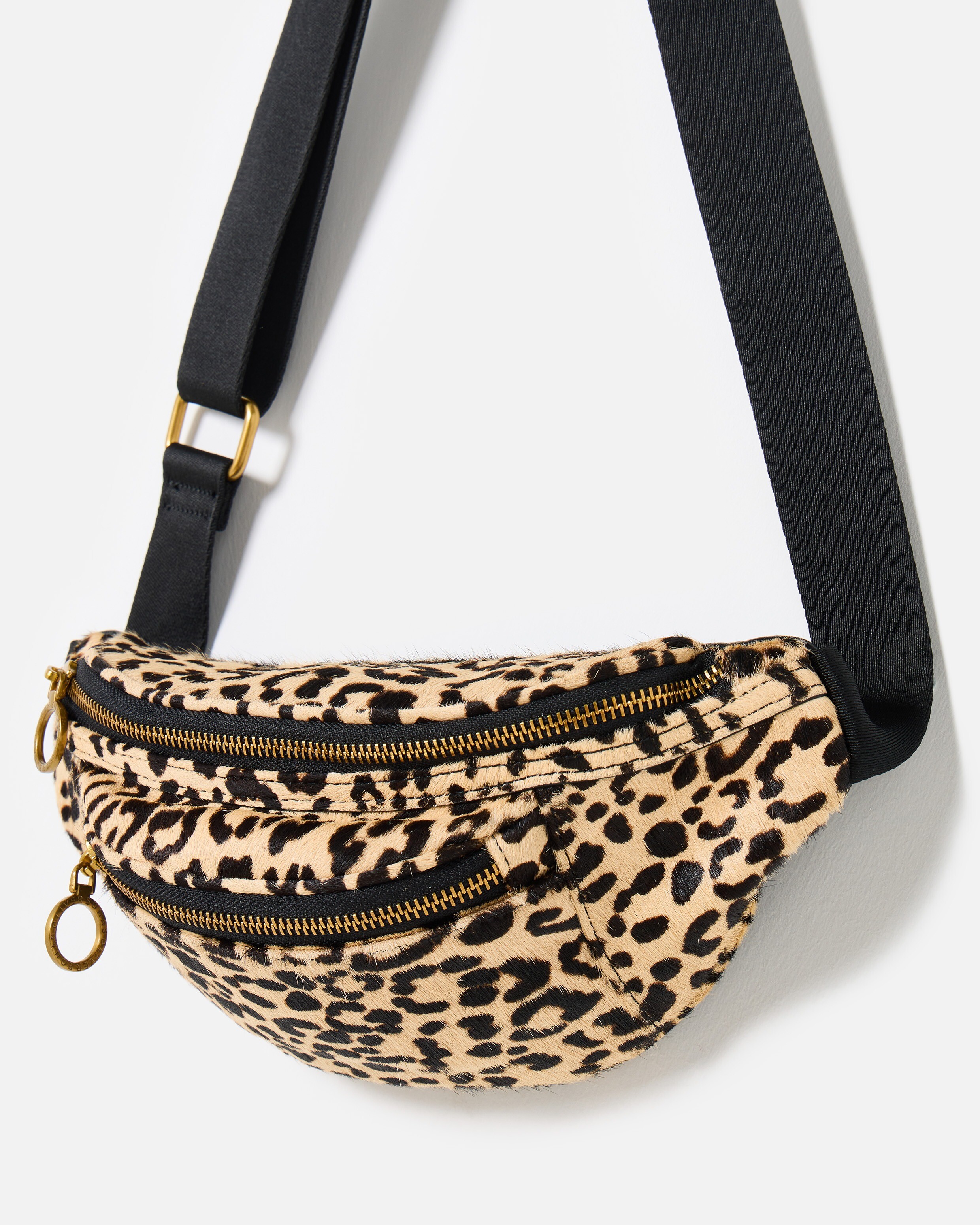 Lexi Leopard Print Textured Double Zip Belt Bag | Oliver Bonas