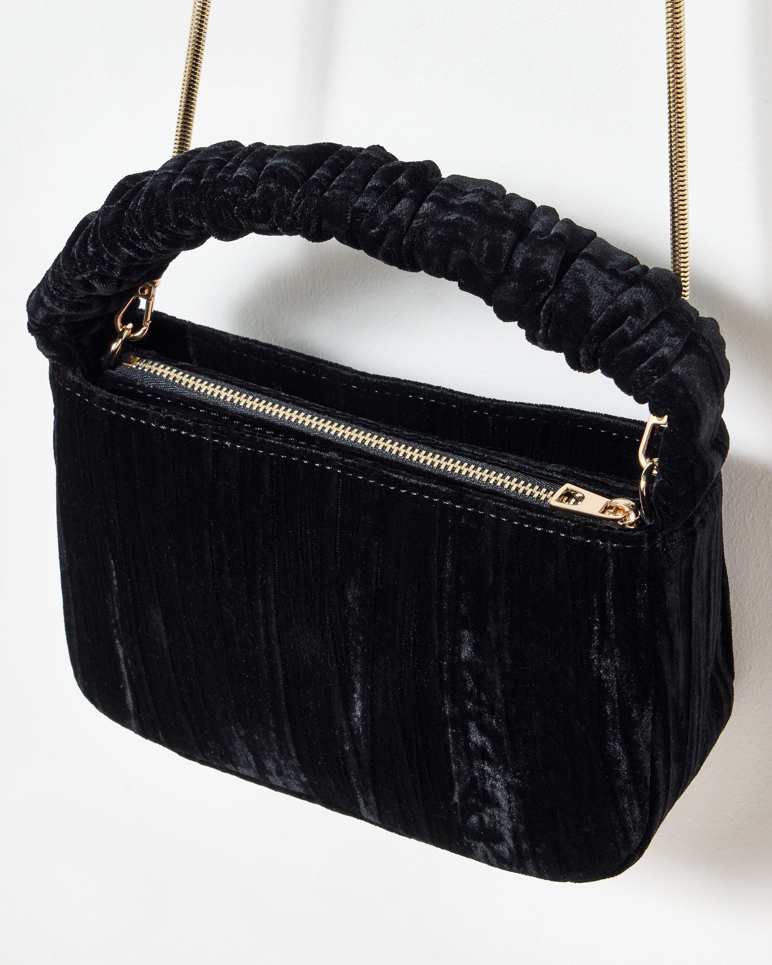 Vik Black Velvet Clutch Bag | Oliver Bonas