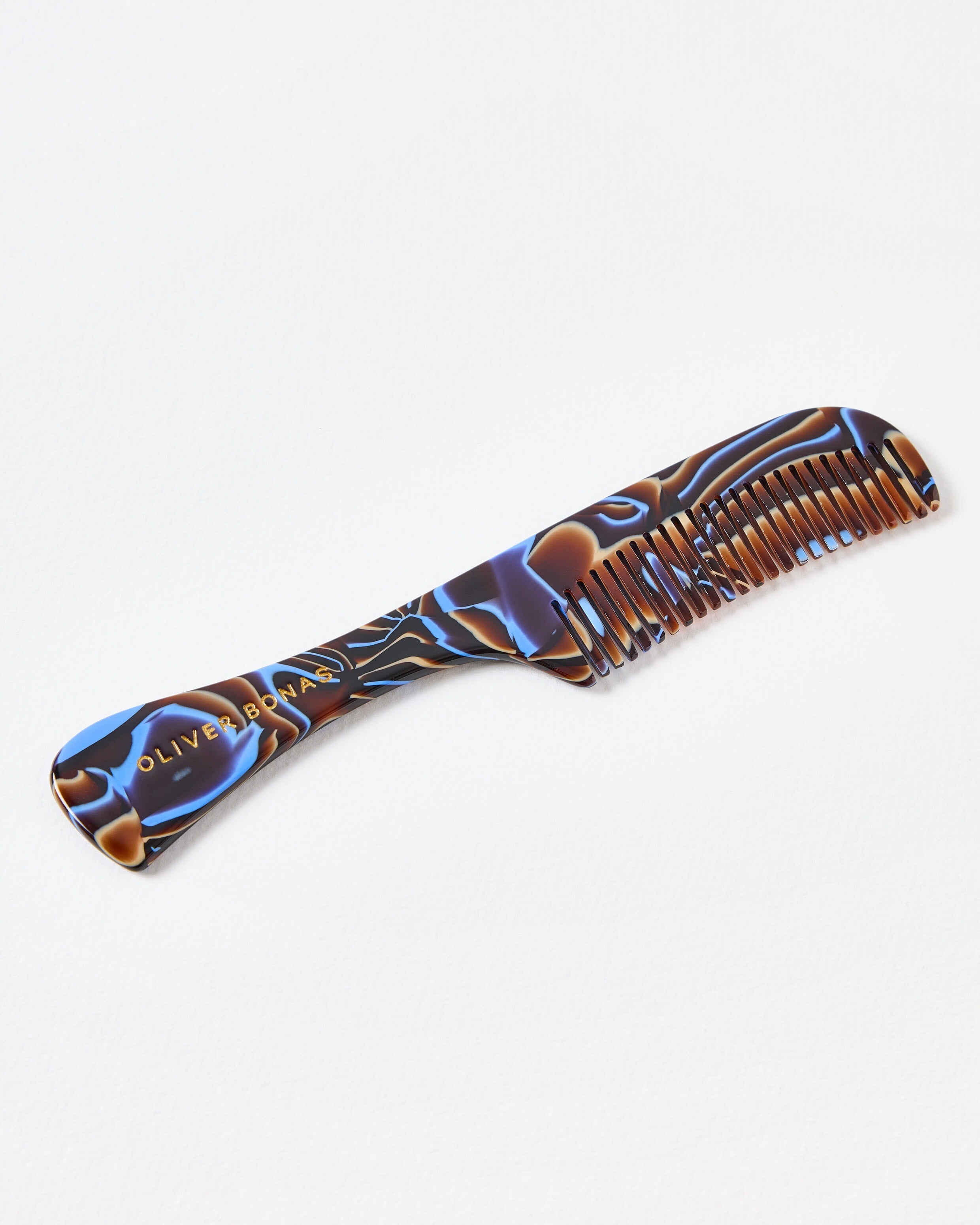 Alana Brown & Blue Marble Resin Hair Comb | Oliver Bonas