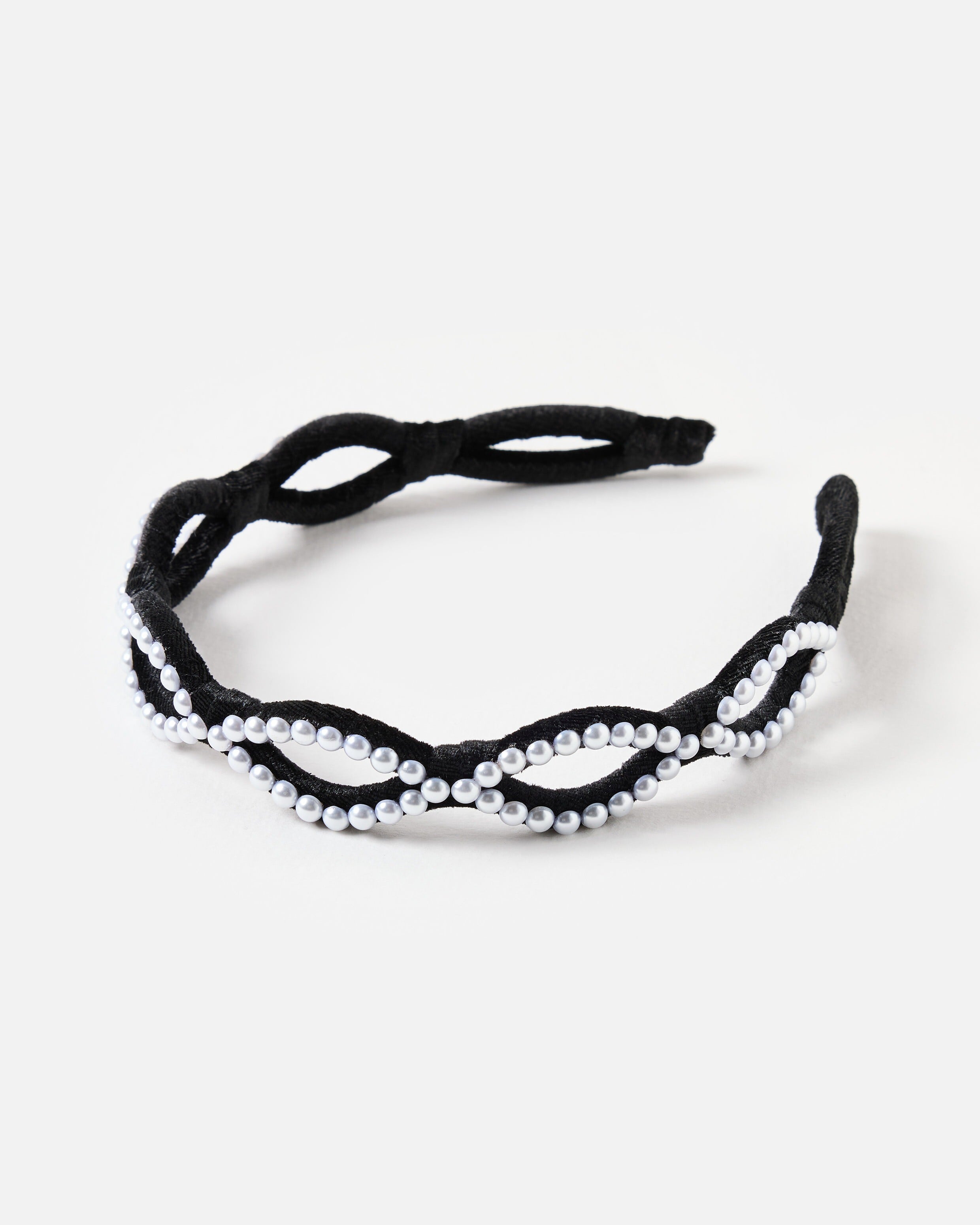 【新品】 オリバーガル OliverGal Headband Frenchie Feya Faux Pearl Black Velvet Headband | Oliver Bonas