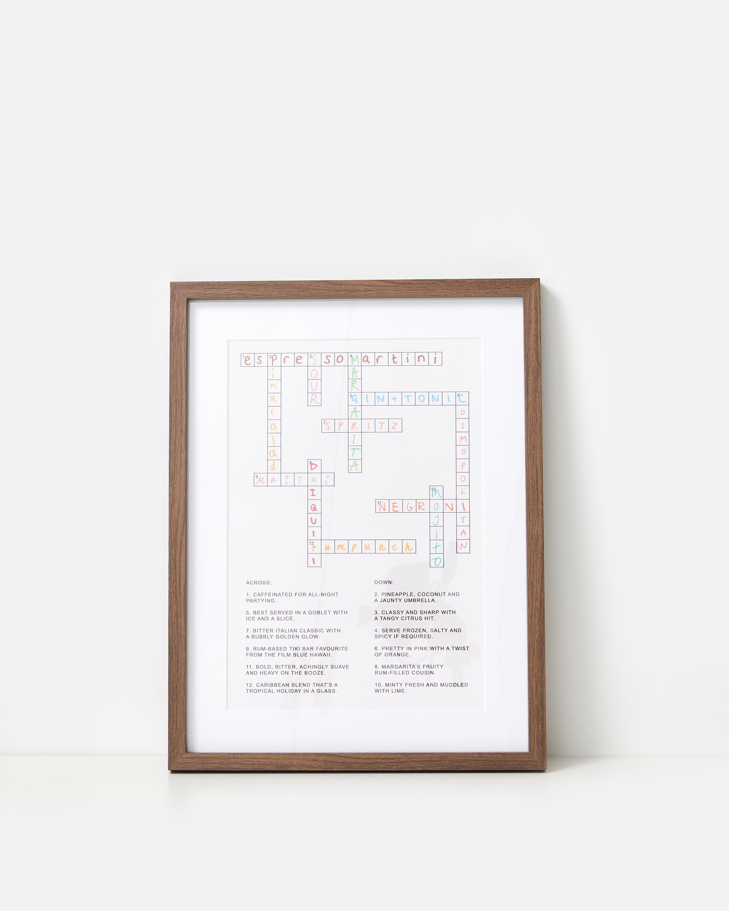 Cocktail Crossword Wall Art