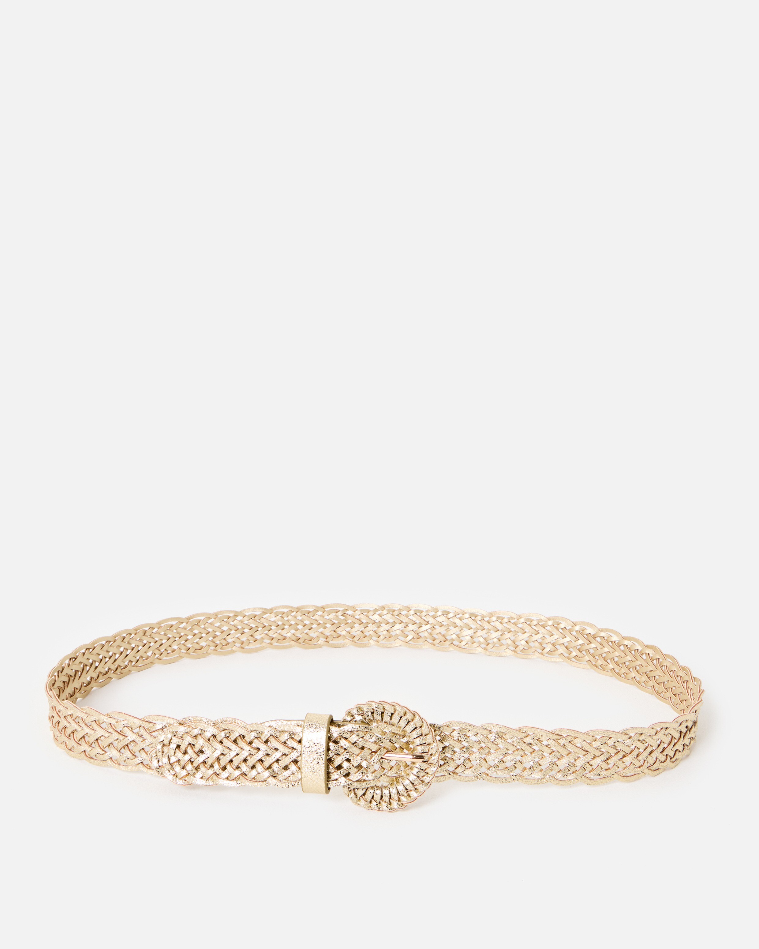 Gold Metallic Braided Weave Slim Jeans Belt | Oliver Bonas