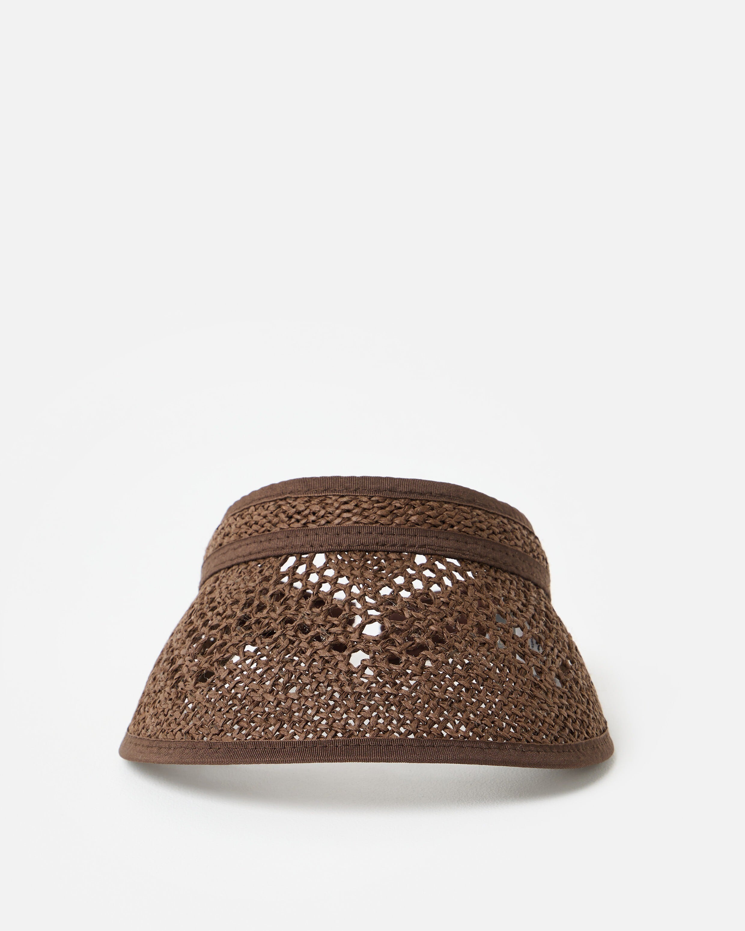 Chocolate Brown Open Weave Sun Visor Hat | Oliver Bonas