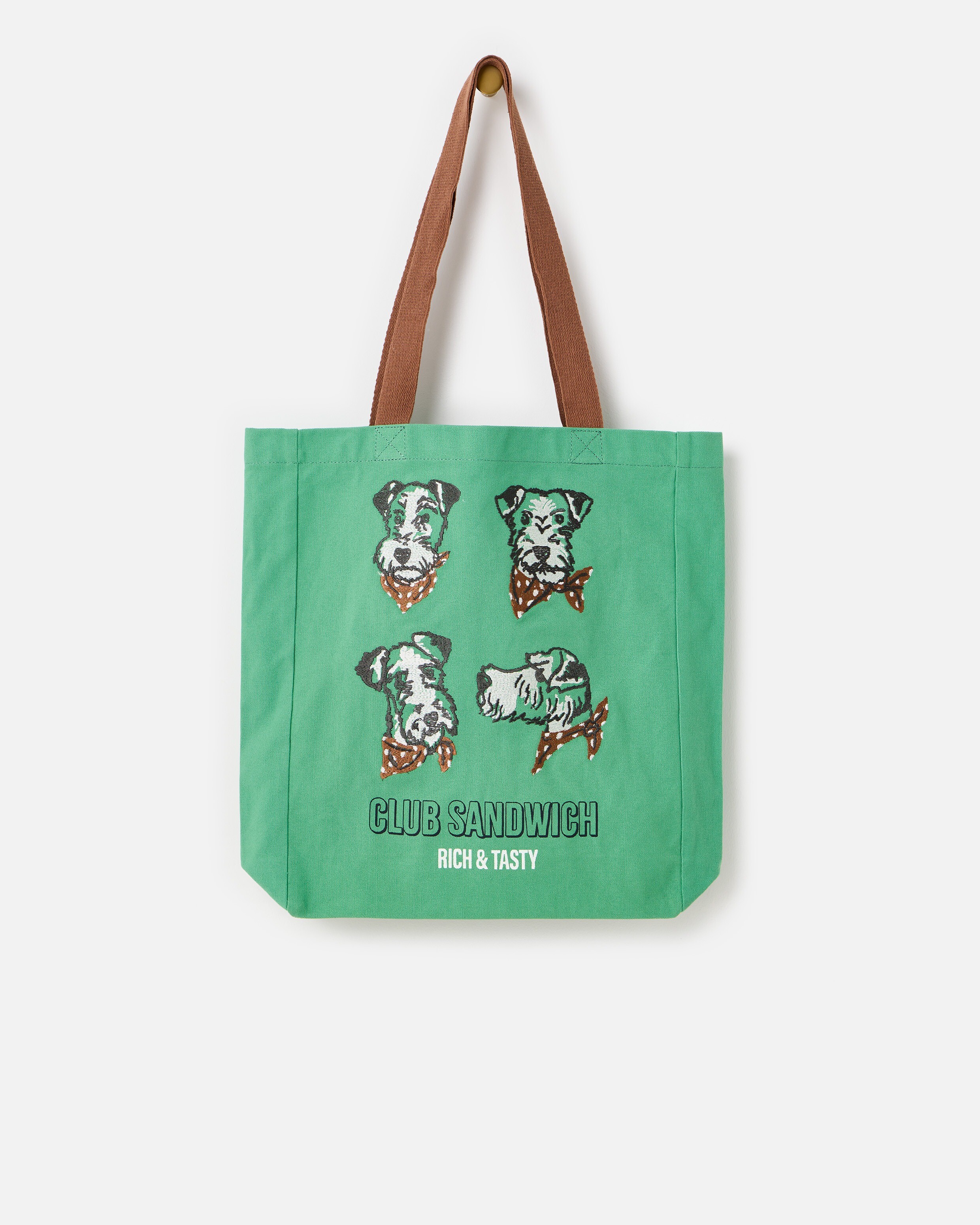 Green & Brown Walter the Dog Fabric Tote Shopper Bag | Oliver Bonas