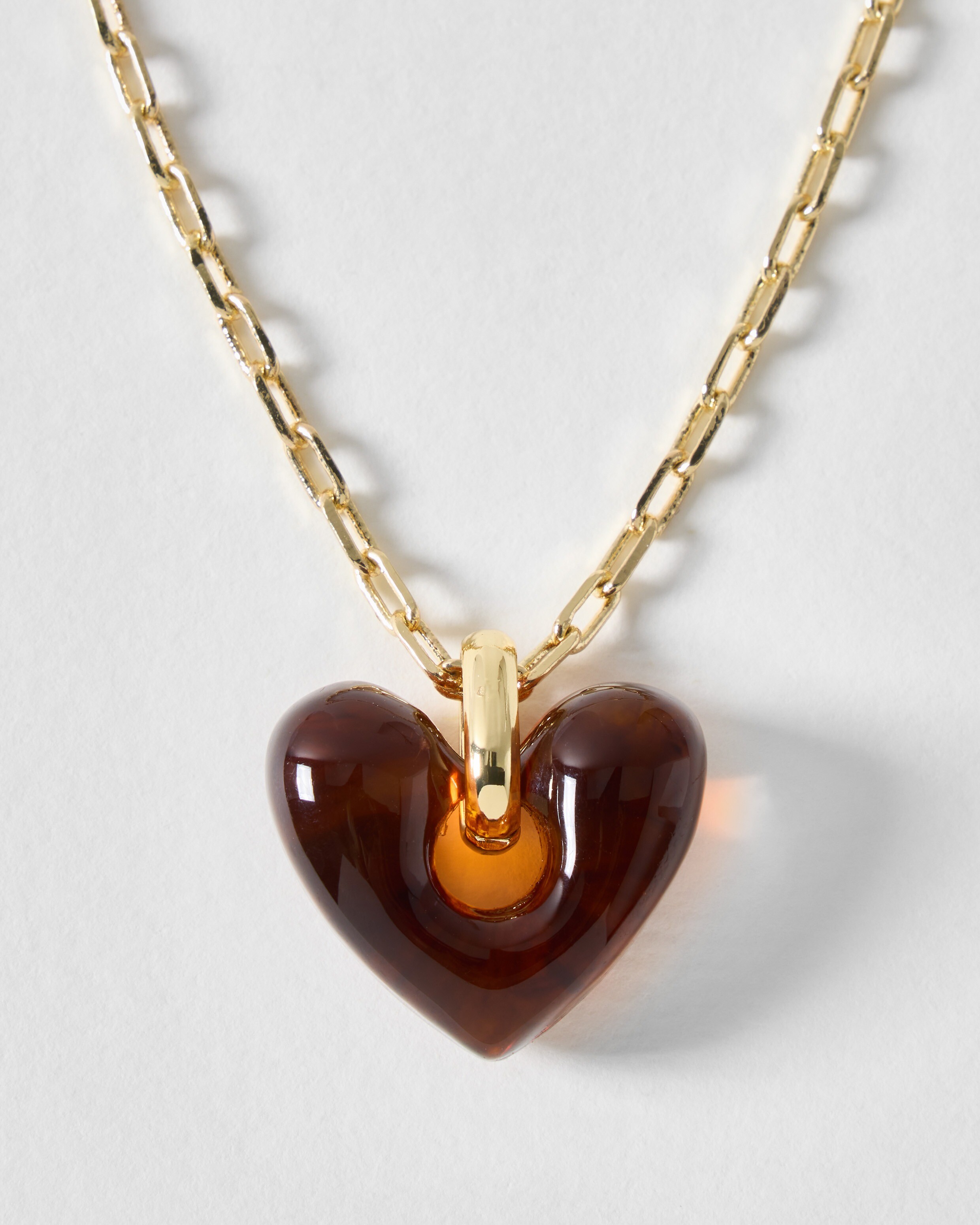 Oona Brown Resin Heart Pendant Necklace | Oliver Bonas