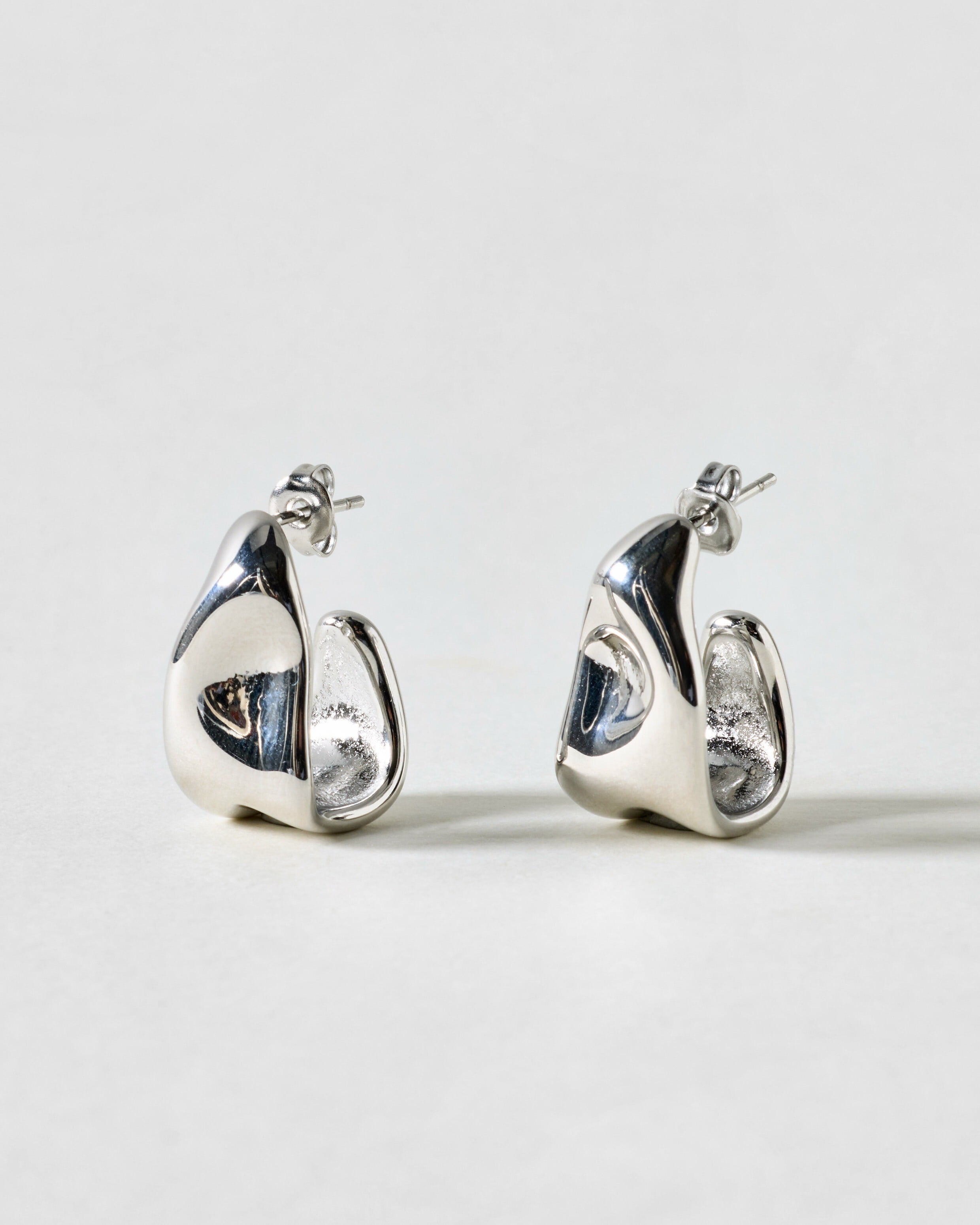 Margaret Silver Tone Waterproof Chunky Hoop Earrings | Oliver Bonas