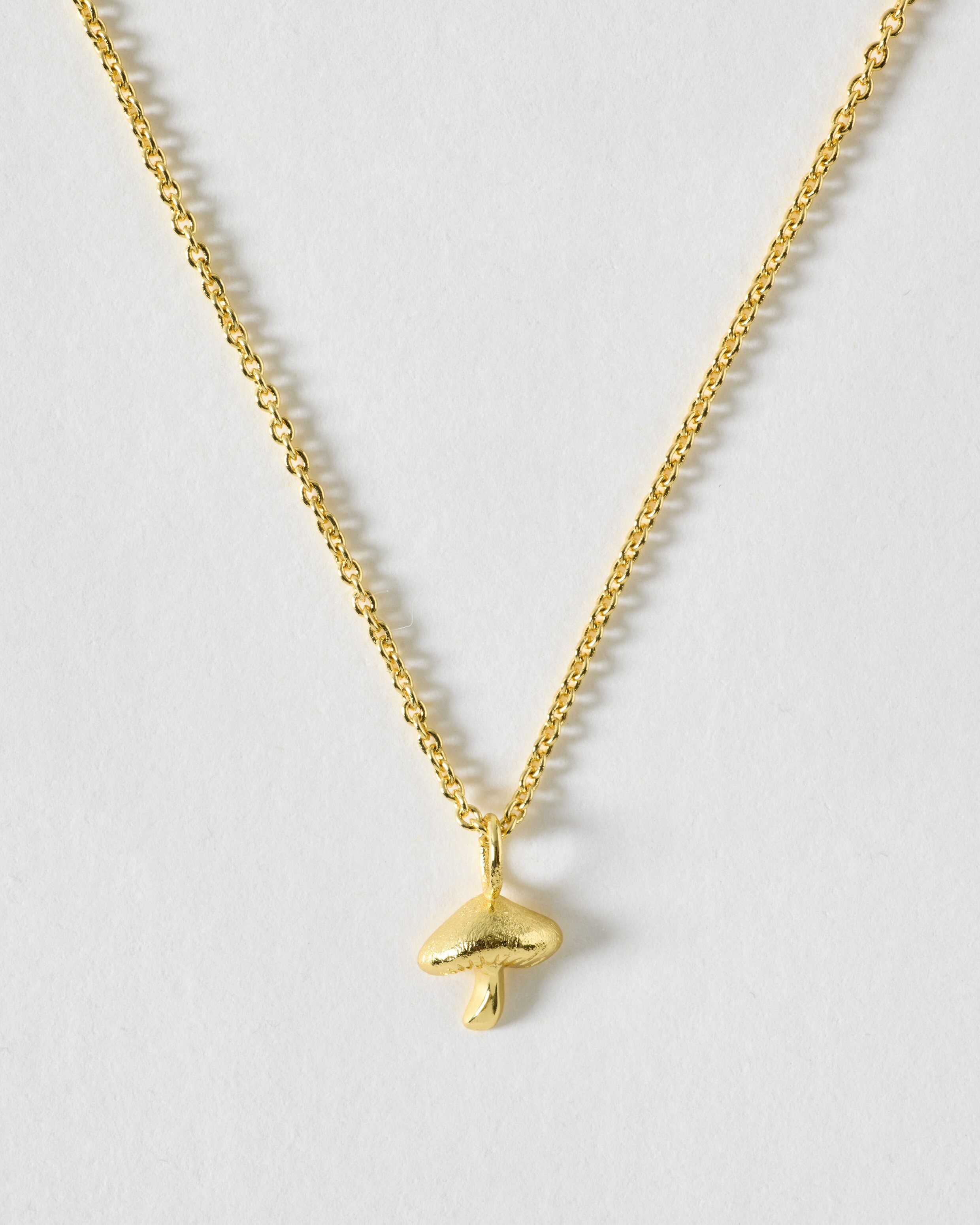 Myra Mushroom Charm Brushed Gold Plated Pendant Necklace | Oliver