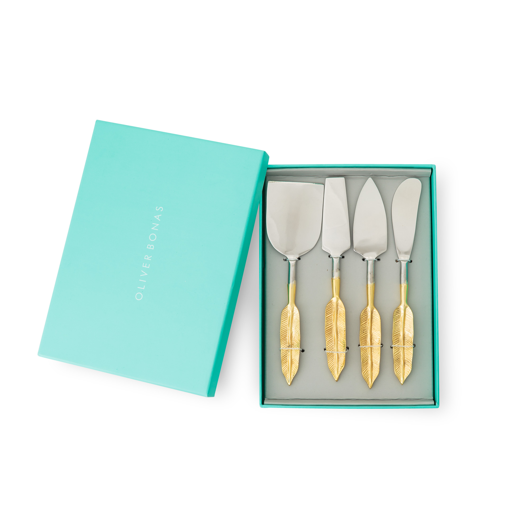 Set of Four Feather Cheese Knives Oliver Bonas