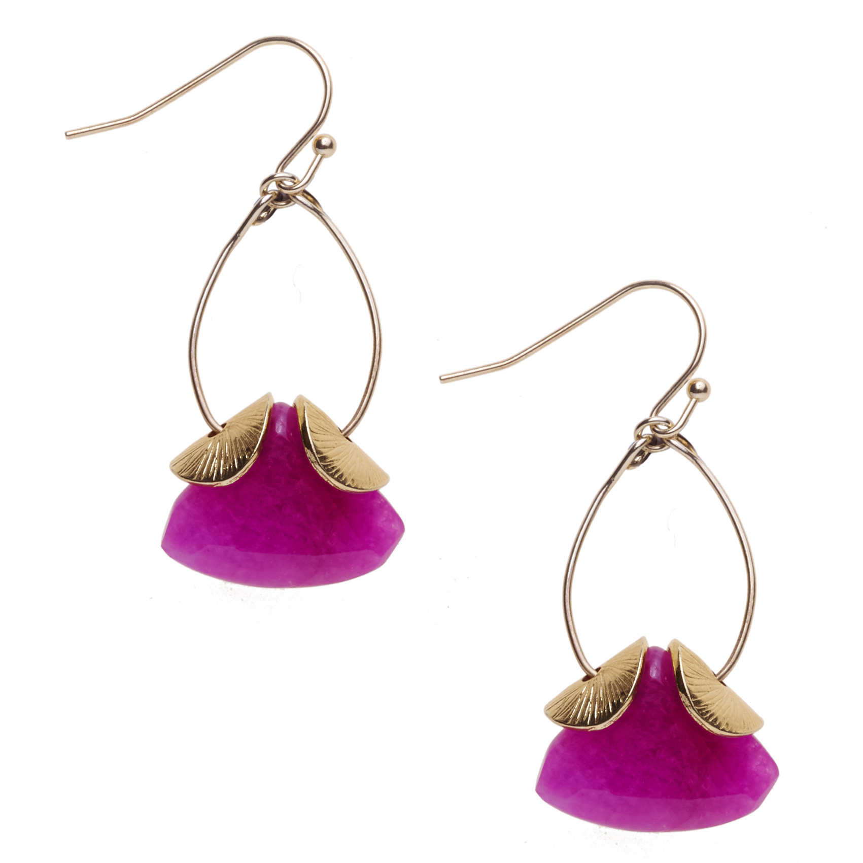 Gold Chalcedony Fan Earrings Oliver Bonas