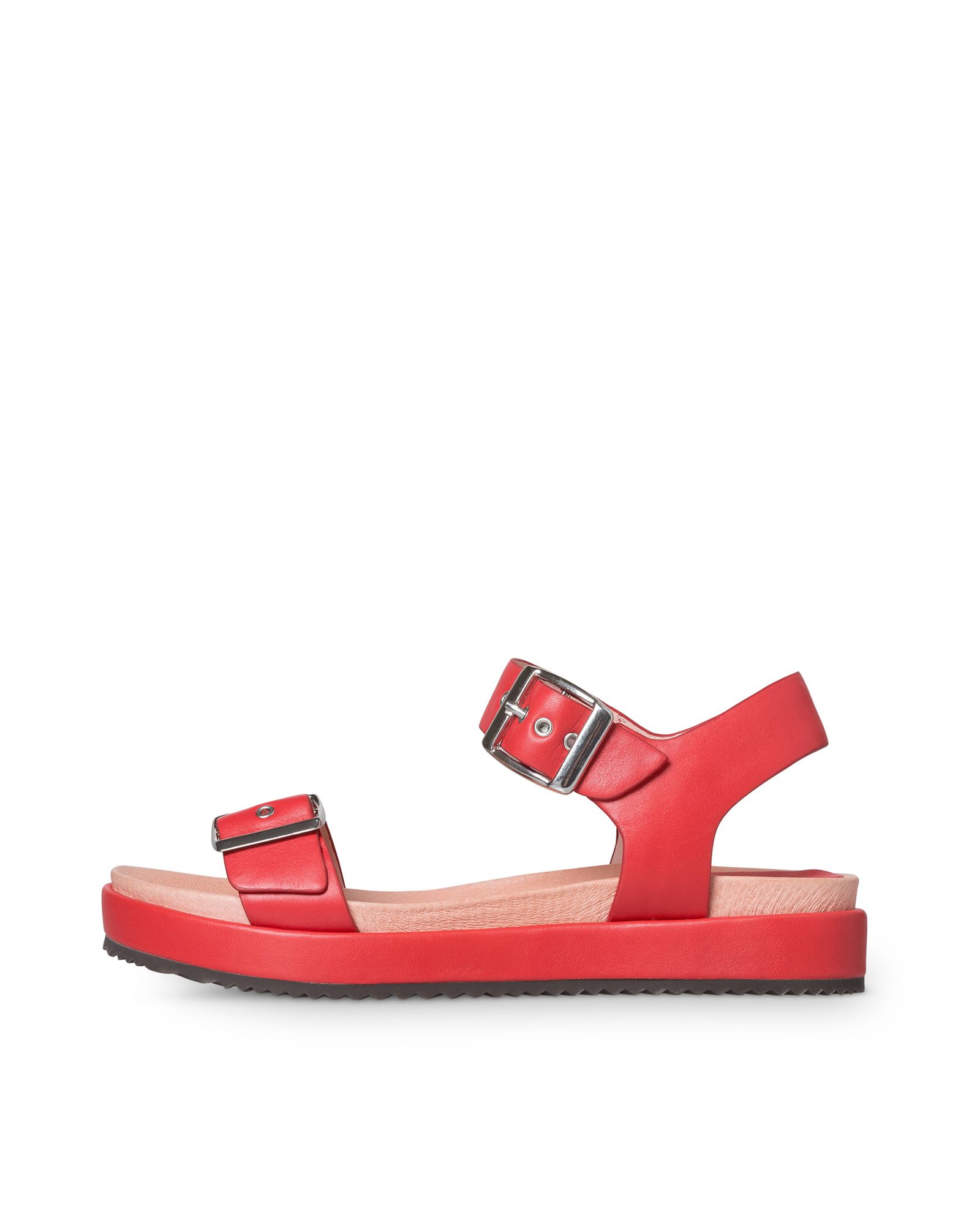 Red Leather Flatform Sandals | Oliver Bonas