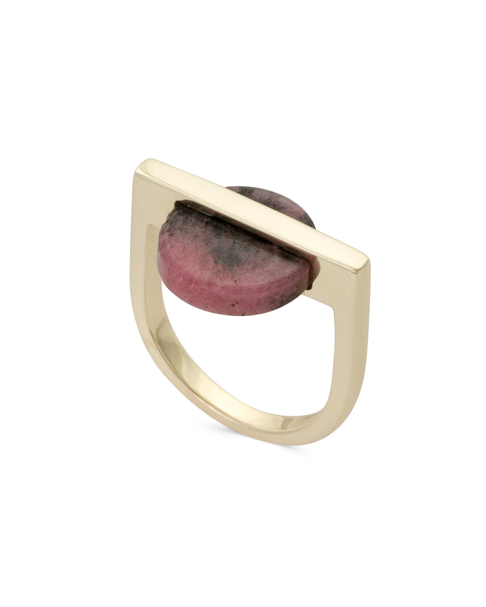 Agera Circular Stone & Bar Gold Plated Ring Oliver Bonas