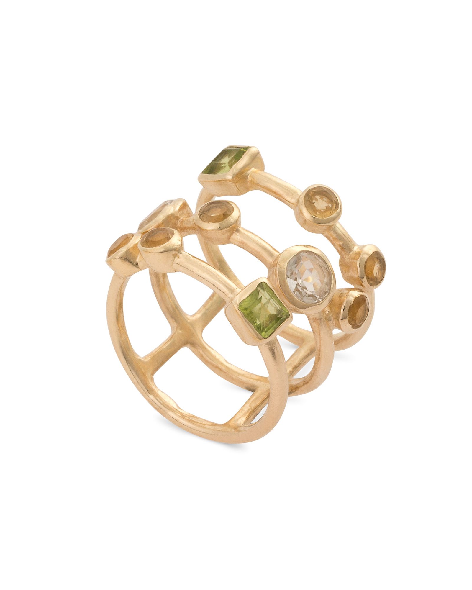 Amare Three Stone Gold Plated Ring | Oliver Bonas