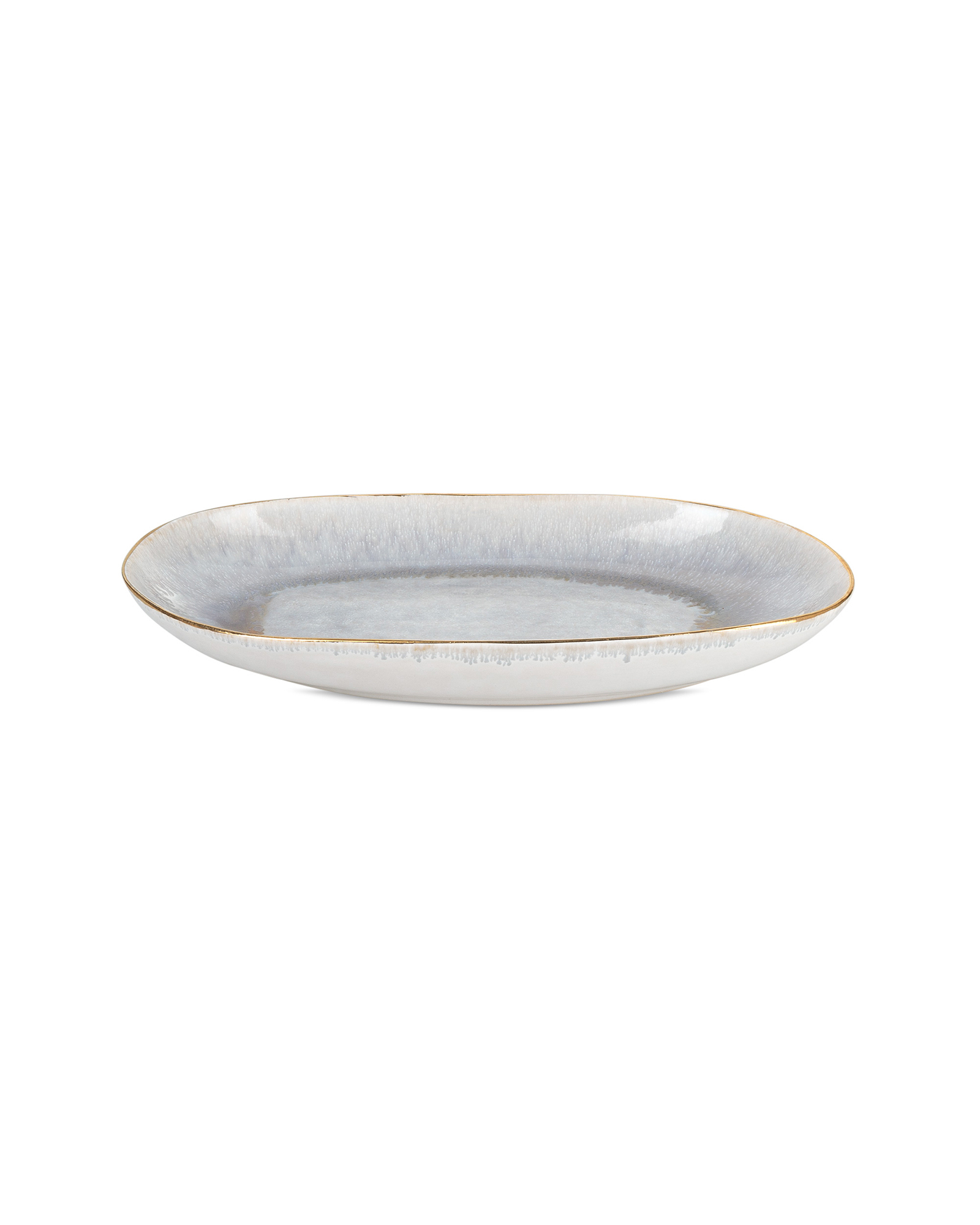 Edo Grey & Gold Ceramic Platter Medium | Oliver Bonas
