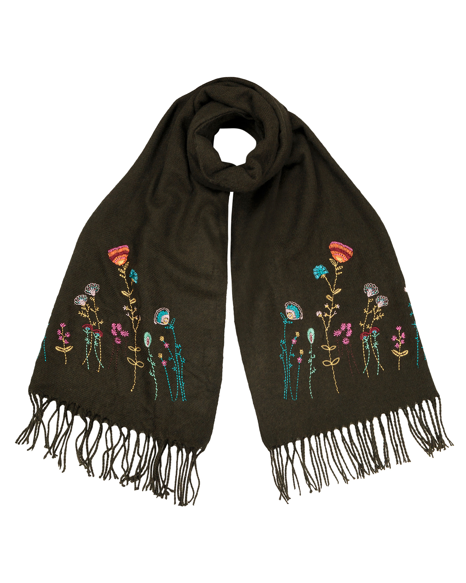 Floral Stitched Blanket Scarf Oliver Bonas