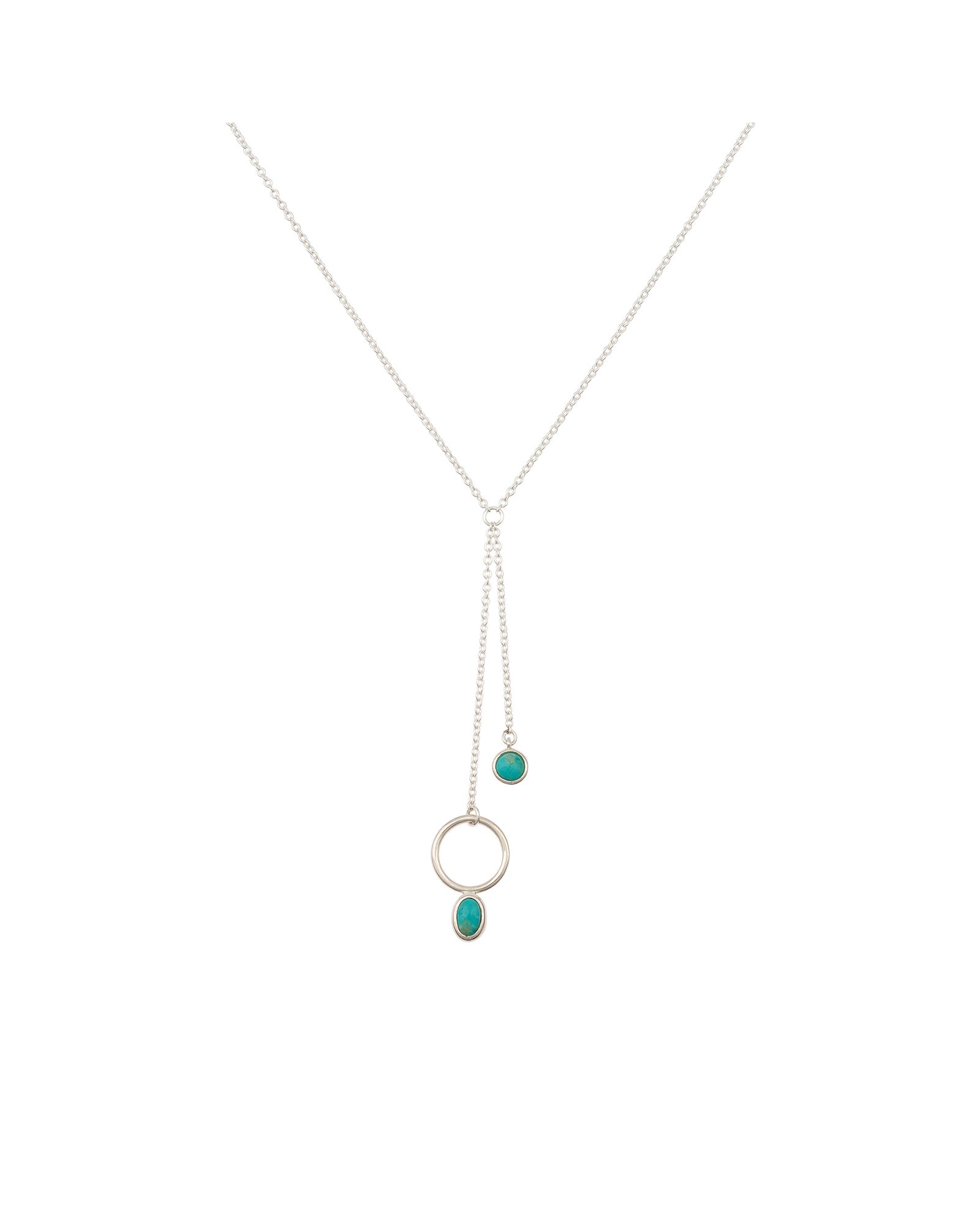 Lanka Double Chain & Stone Drop Silver Necklace | Oliver Bonas