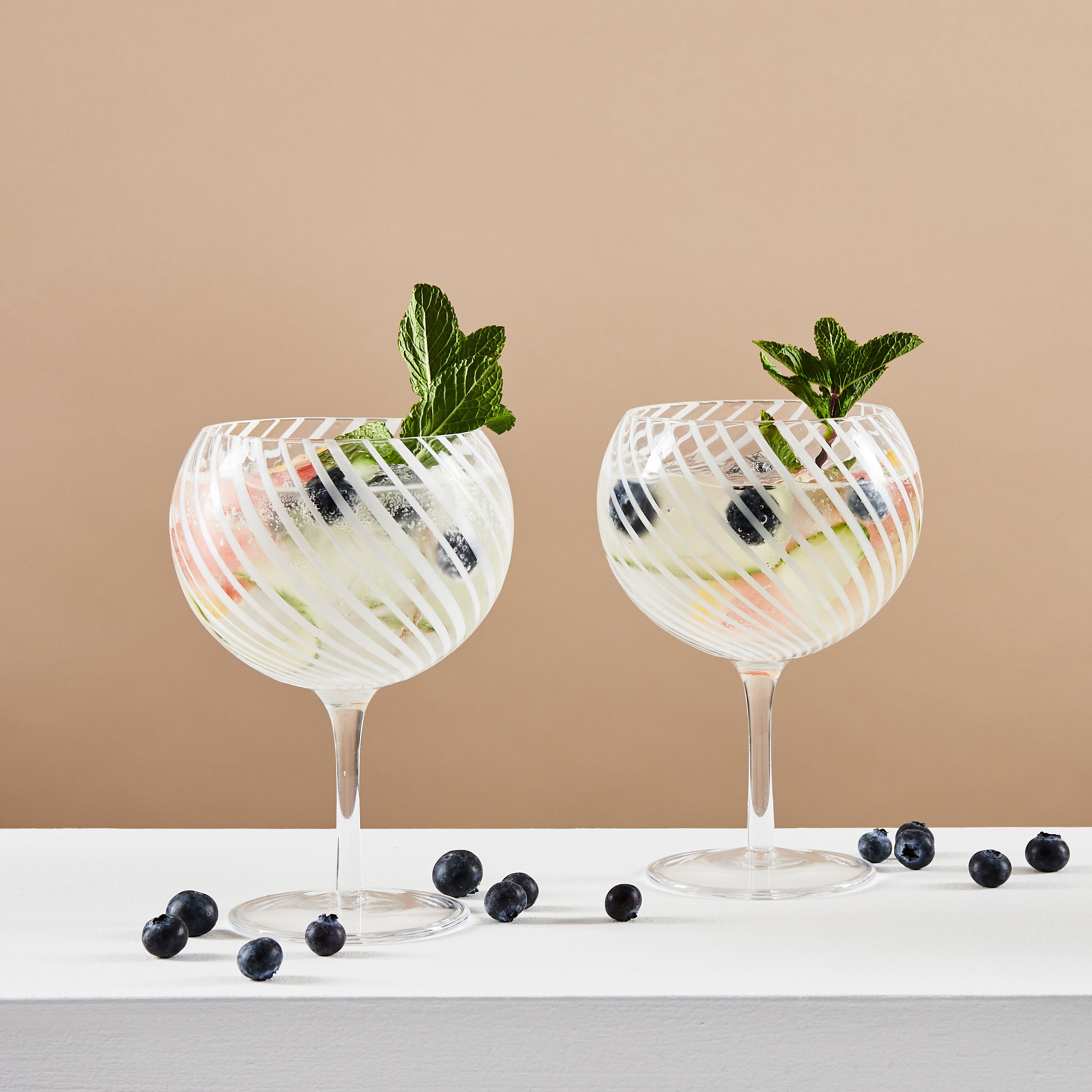 Bexton Swirl White Gin Glasses Set of Two | Oliver Bonas