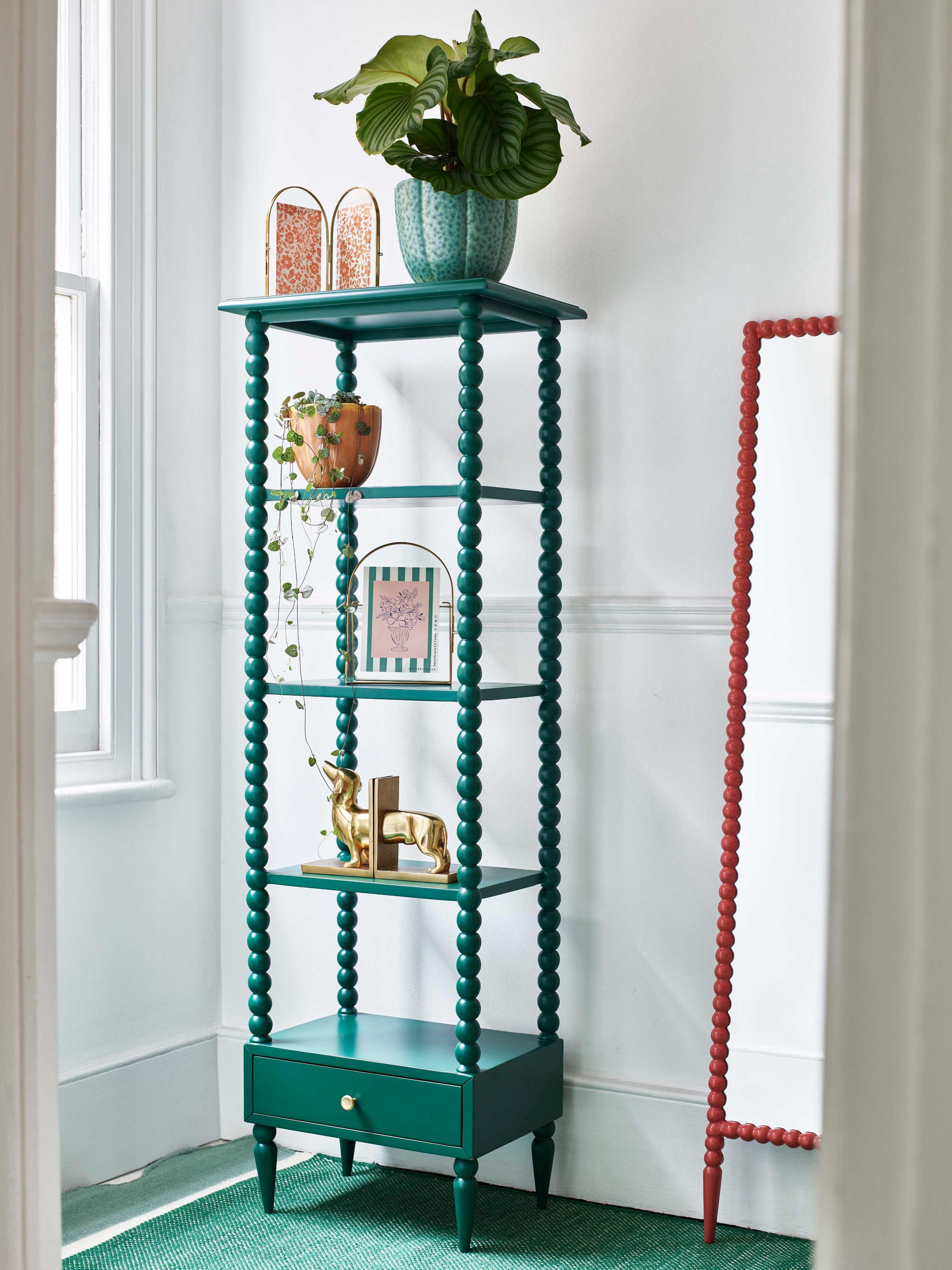 Parker Bobbin Green Acacia Wood Storage Shelves Oliver Bonas