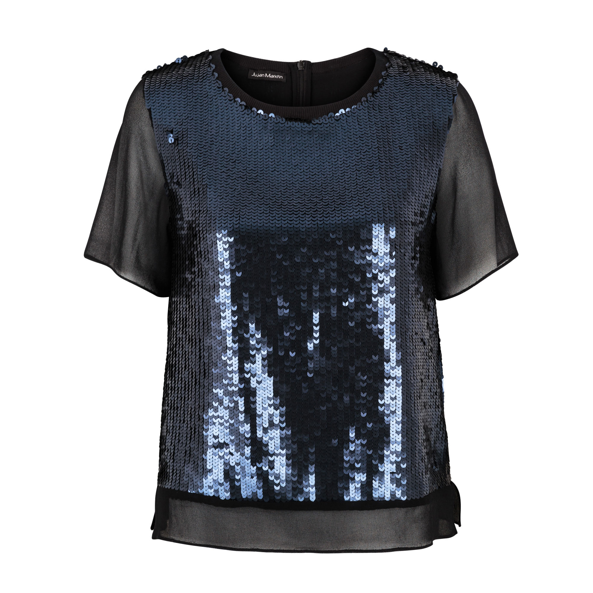 Sequin Top with Sheer Sleeves Oliver Bonas