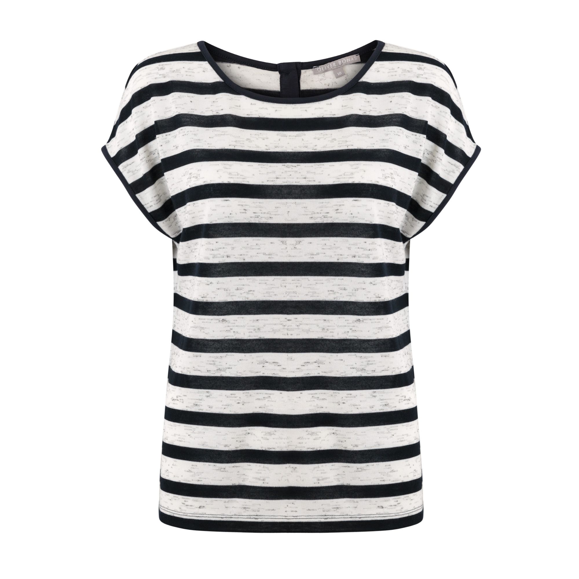 Navy Striped Tee With Gold Buttons | Oliver Bonas