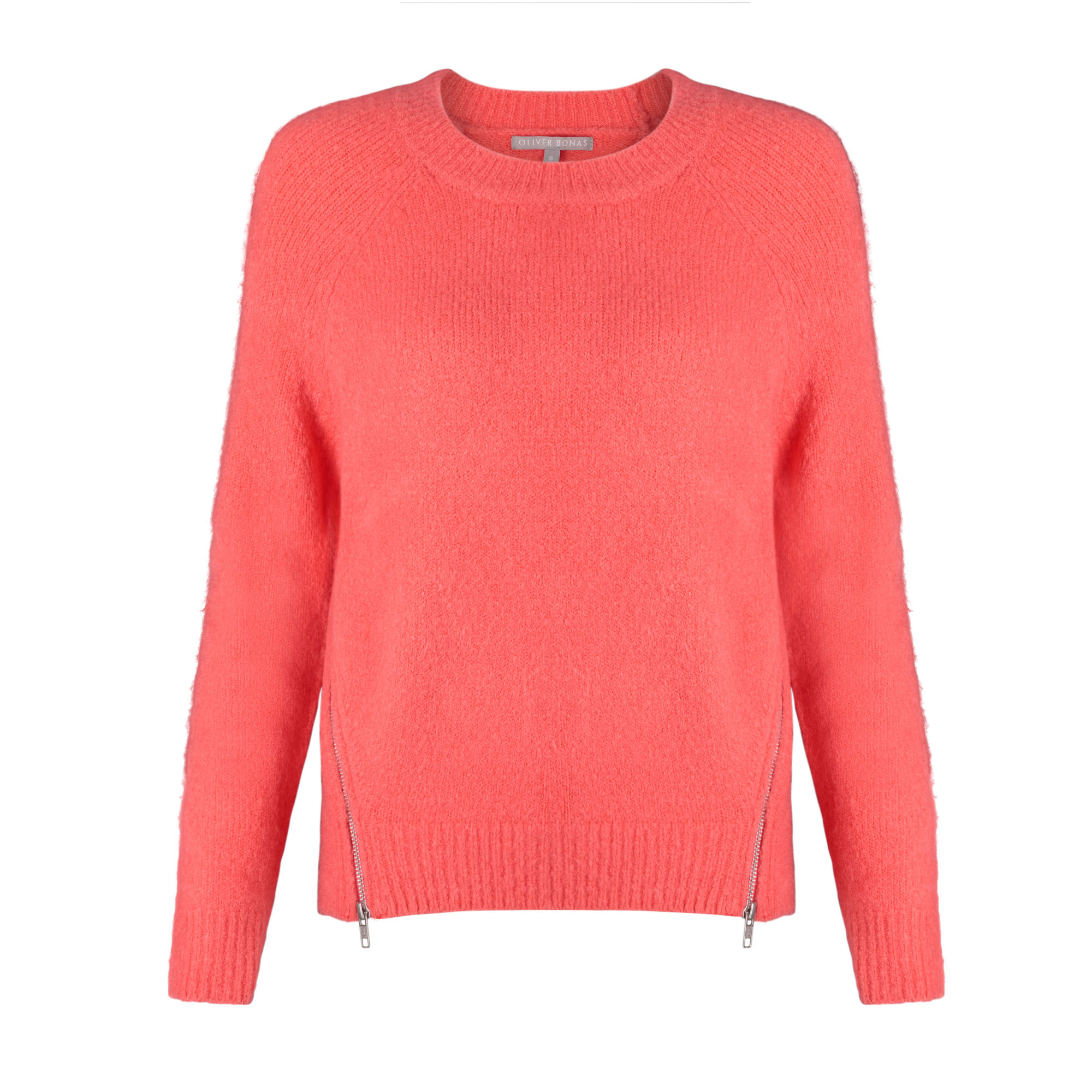 Coral Zip Front Detail Jumper Oliver Bonas